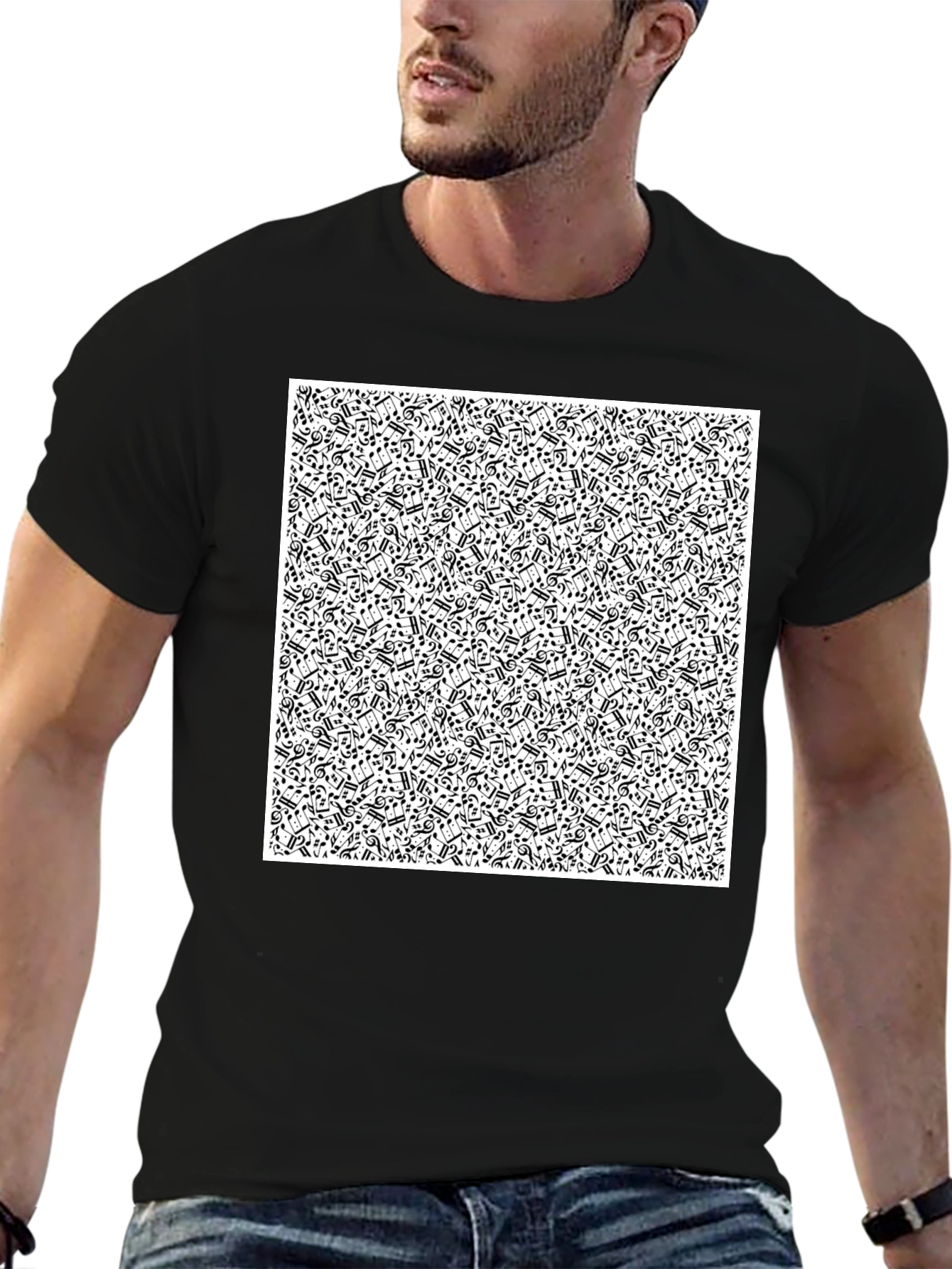 Musical Notes Black T-Shirt