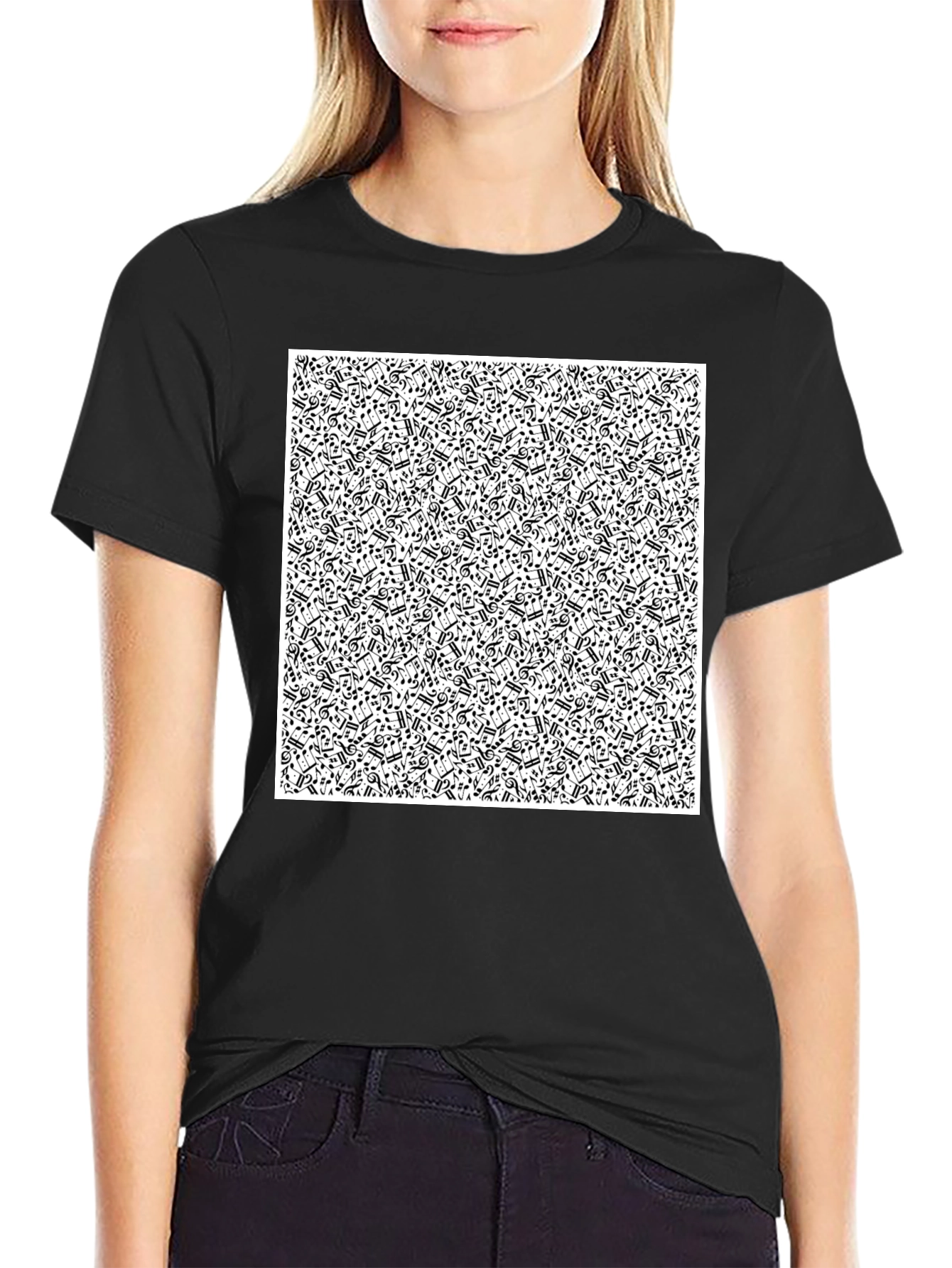 Musical Notes Black T-Shirt
