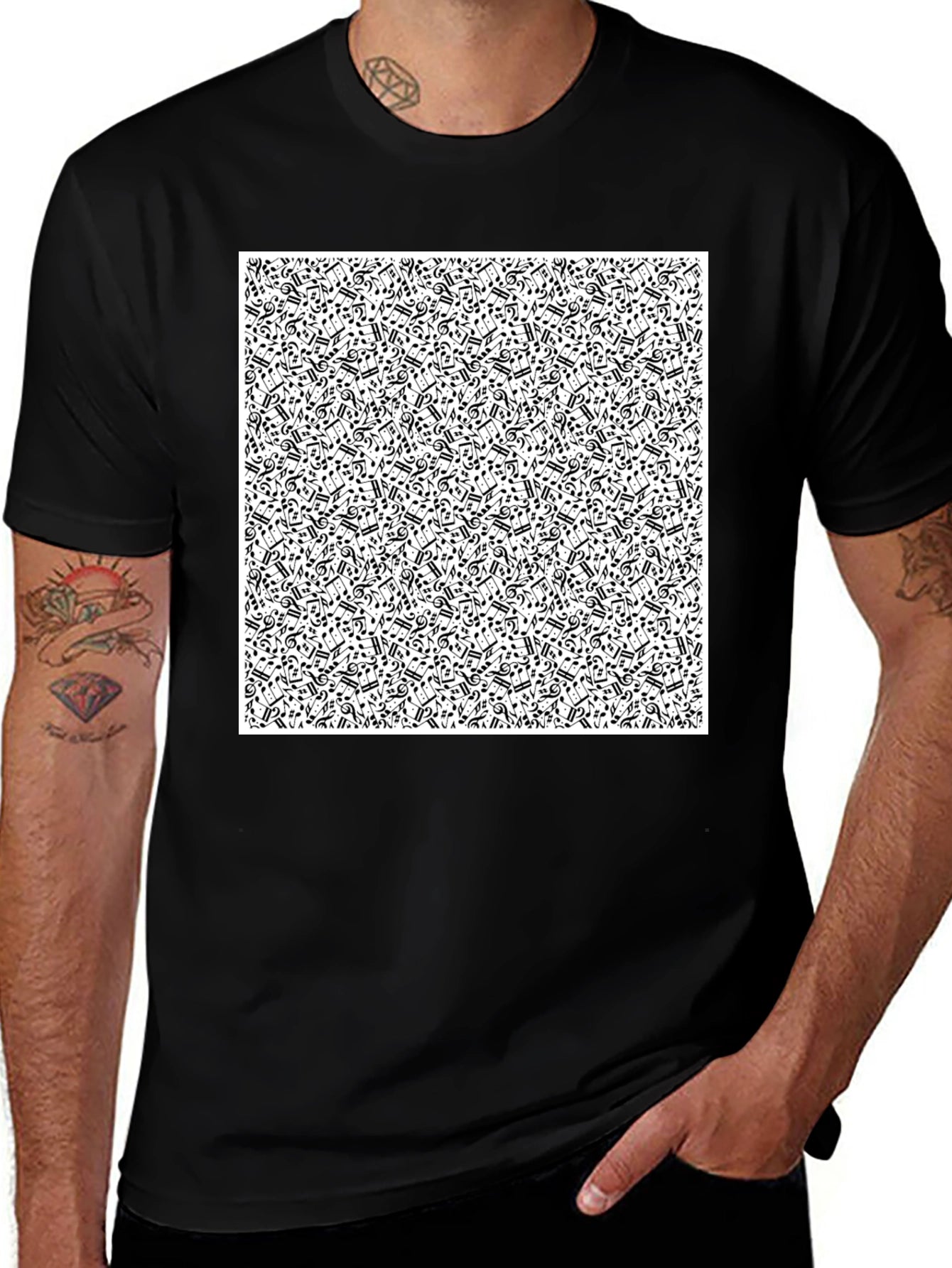 Musical Notes Black T-Shirt