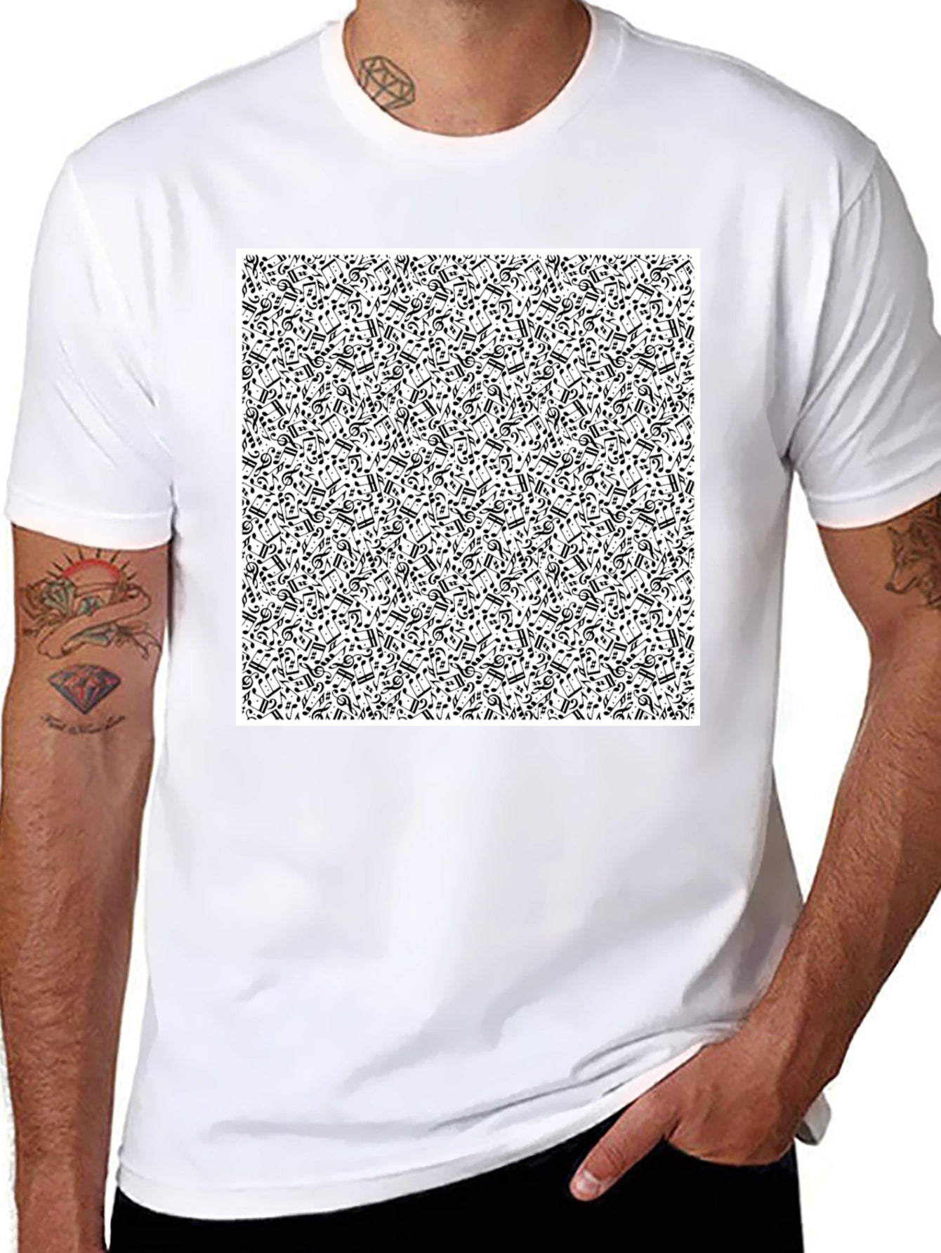 Musical Notes Black T-Shirt