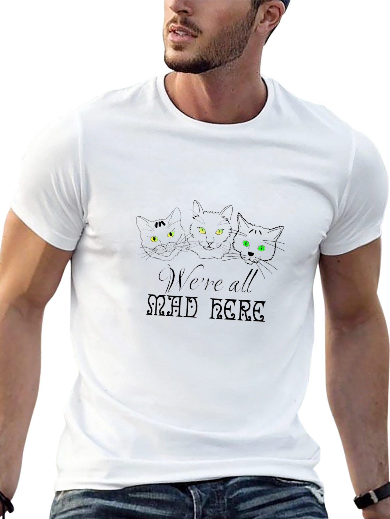 Were All Mad Here Black Cat T-Shirt