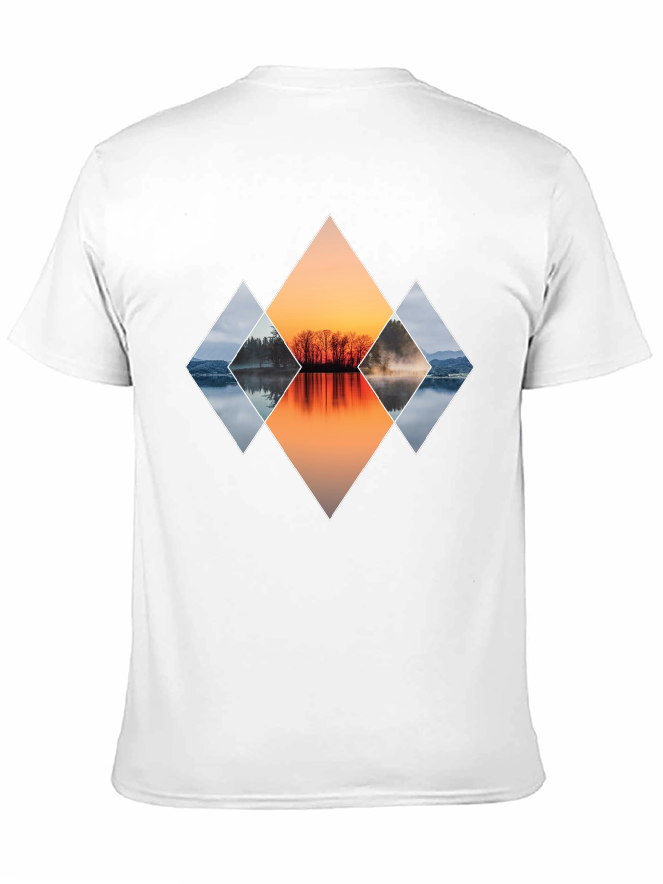 Geometric Sunset Lake Graphic T-Shirt