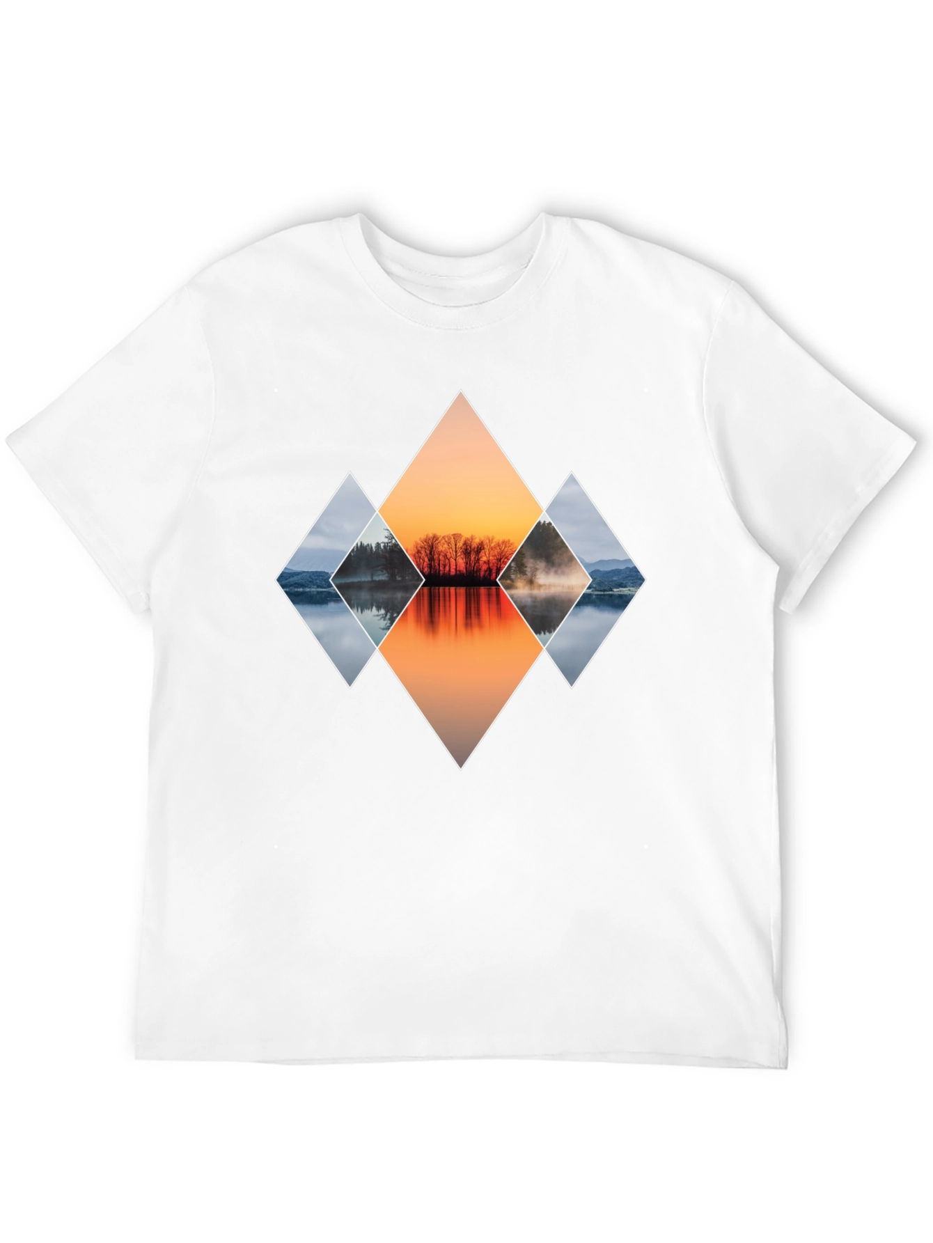 Geometric Sunset Lake Graphic T-Shirt