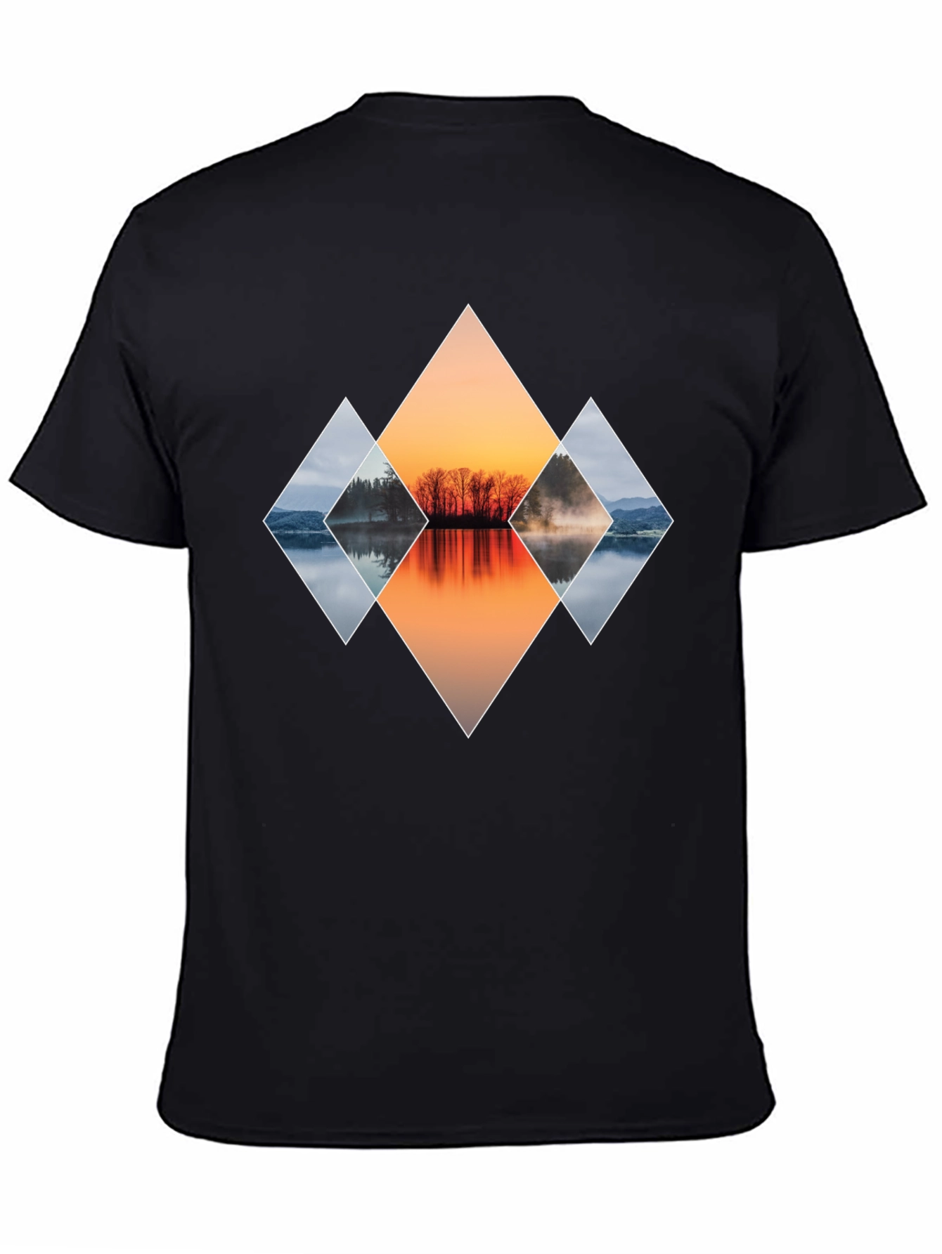 Geometric Sunset Lake Graphic T-Shirt