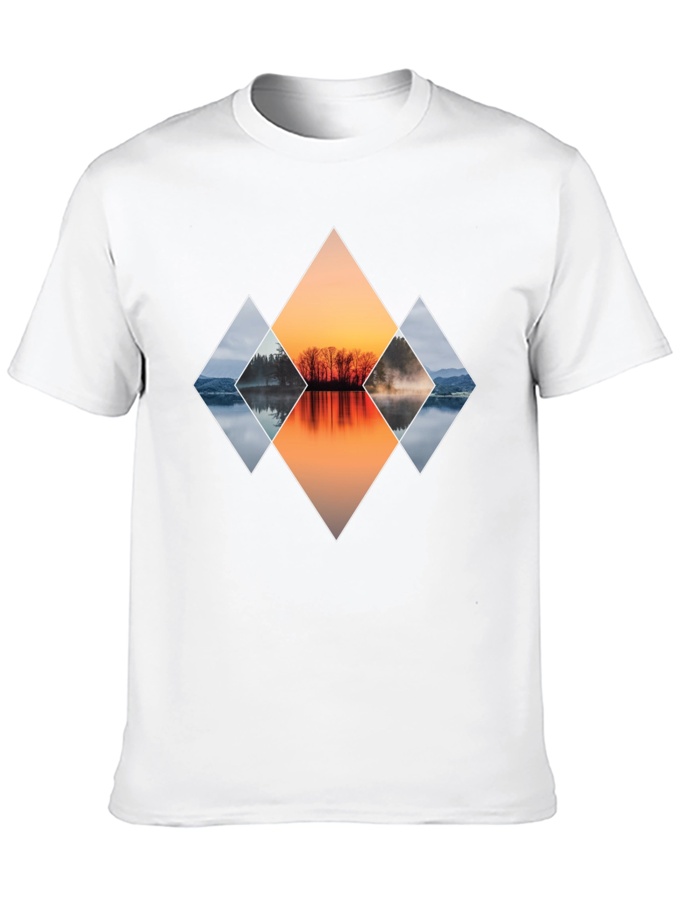 Geometric Sunset Lake Graphic T-Shirt