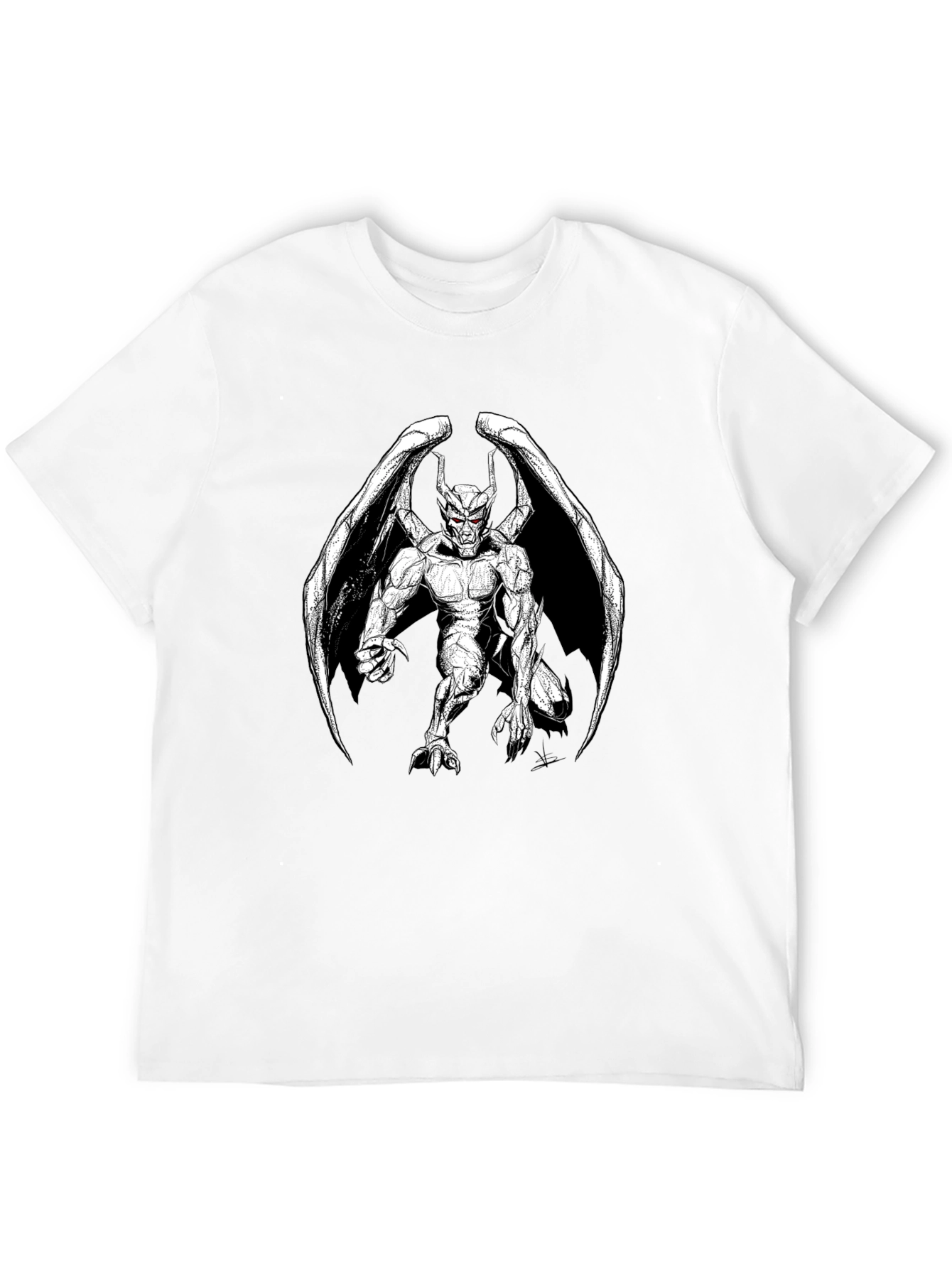 Gothic Gargoyle Graphic Print Black T-Shirt