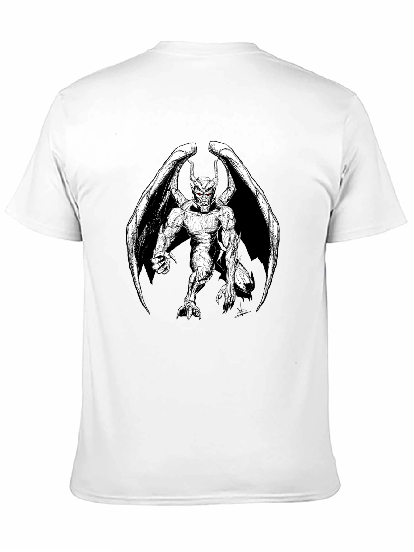 Gothic Gargoyle Graphic Print Black T-Shirt