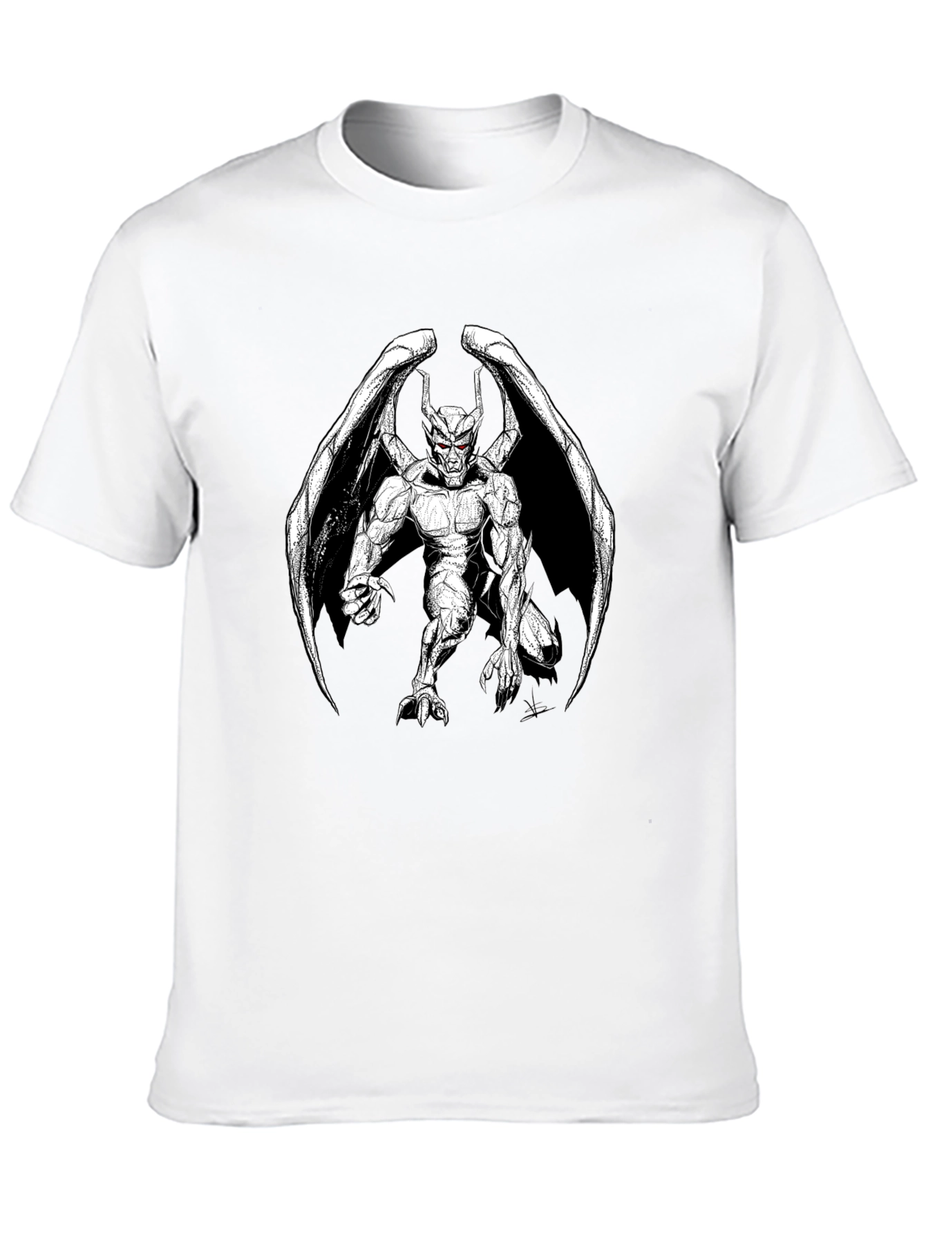 Gothic Gargoyle Graphic Print Black T-Shirt