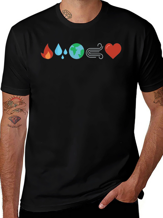 Elements of Life Graphic T-Shirt - Earth Water Fire Air & Heart