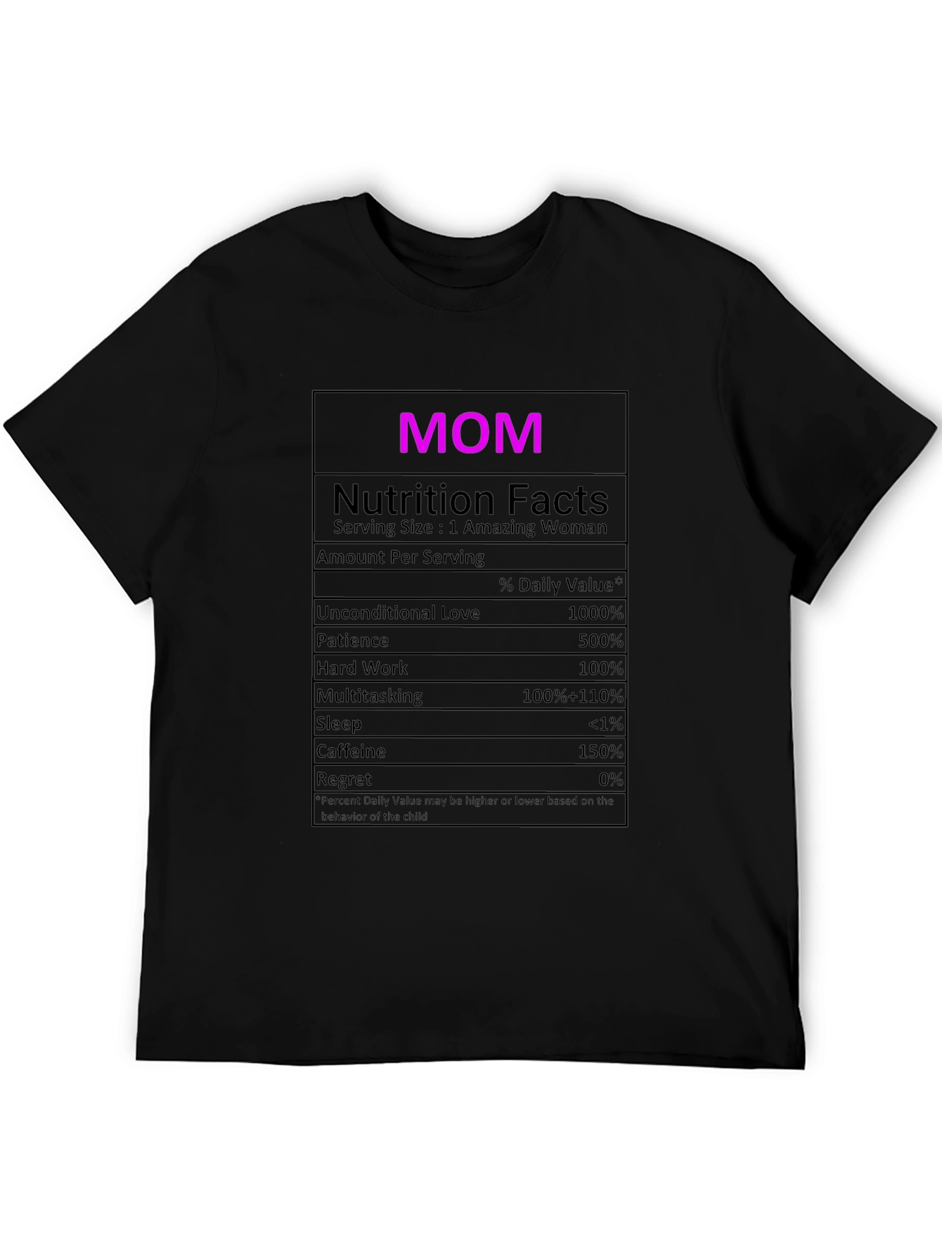 Mom Nutrition Facts Graphic T-Shirt - Novelty Tee