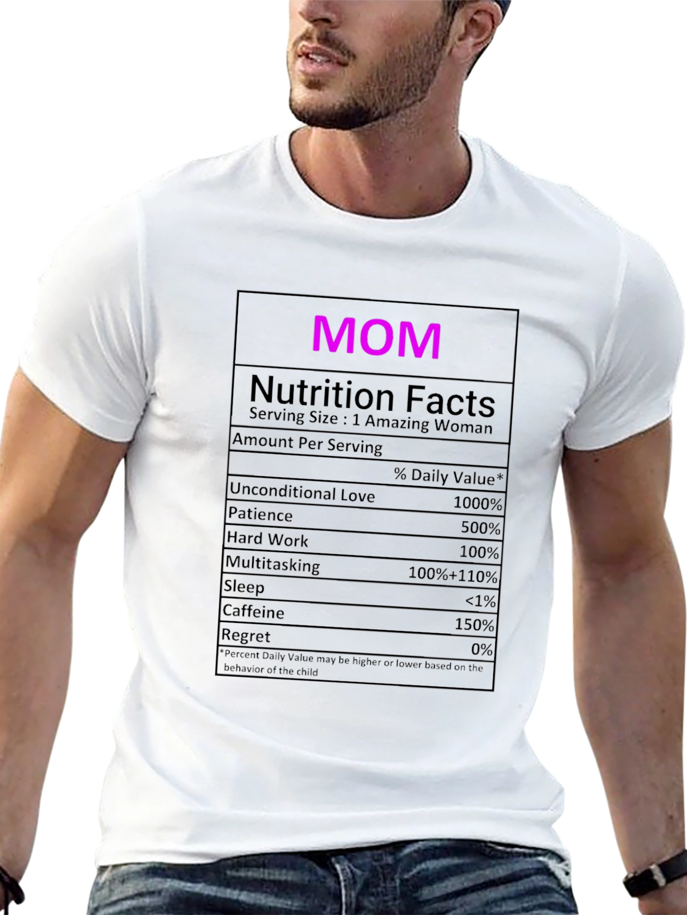 Mom Nutrition Facts Graphic T-Shirt - Novelty Tee