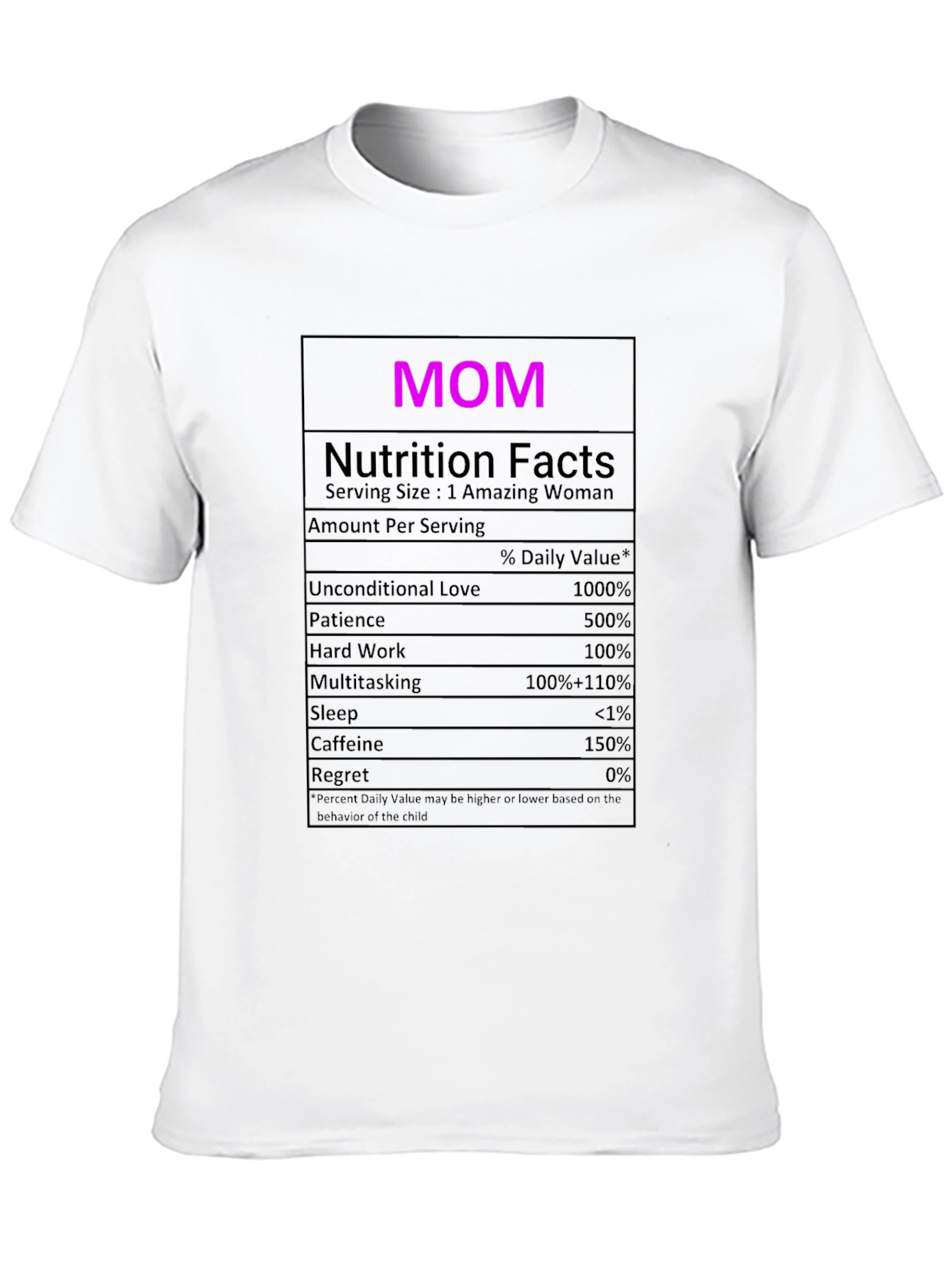 Mom Nutrition Facts Graphic T-Shirt - Novelty Tee
