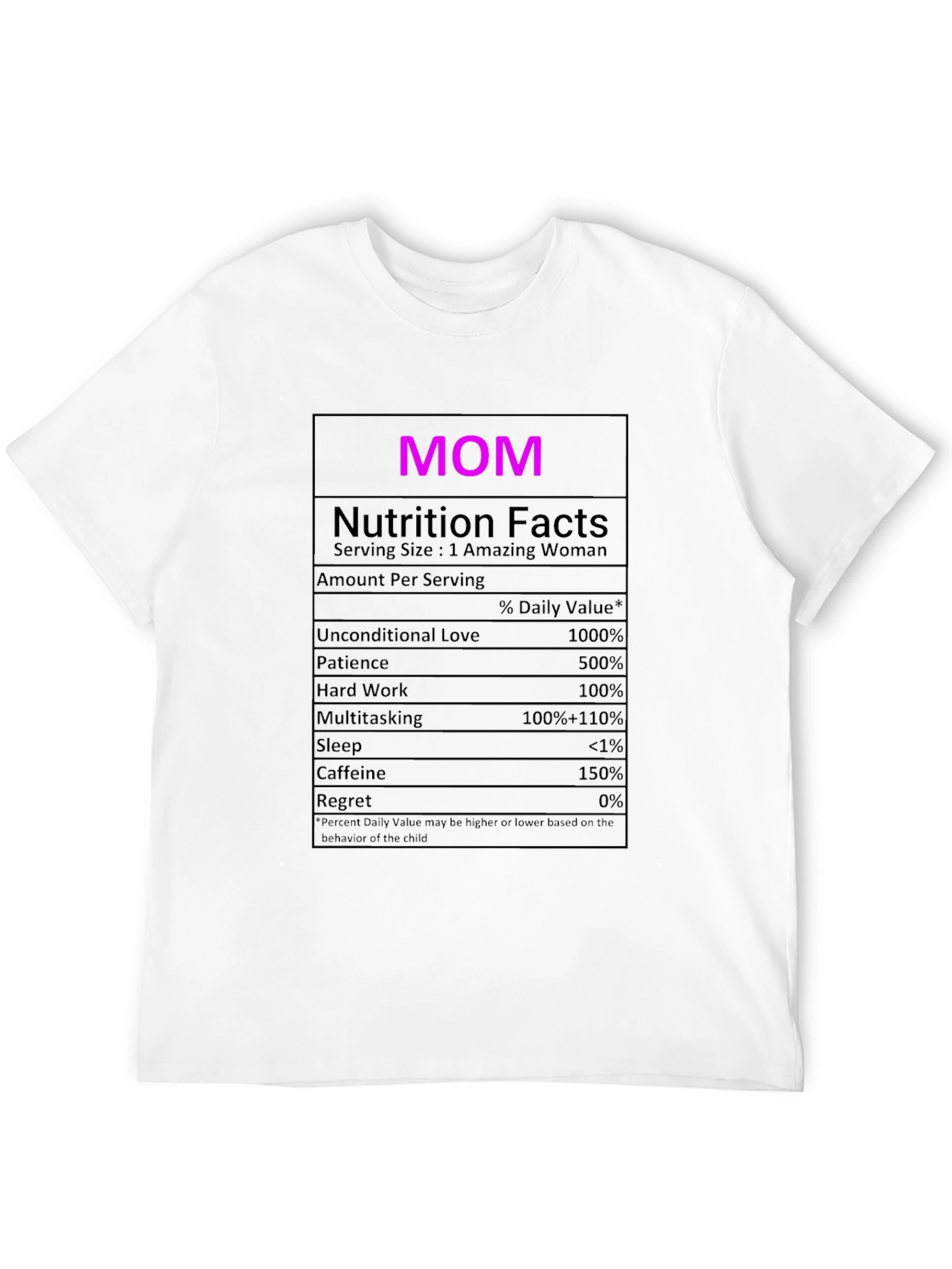 Mom Nutrition Facts Graphic T-Shirt - Novelty Tee