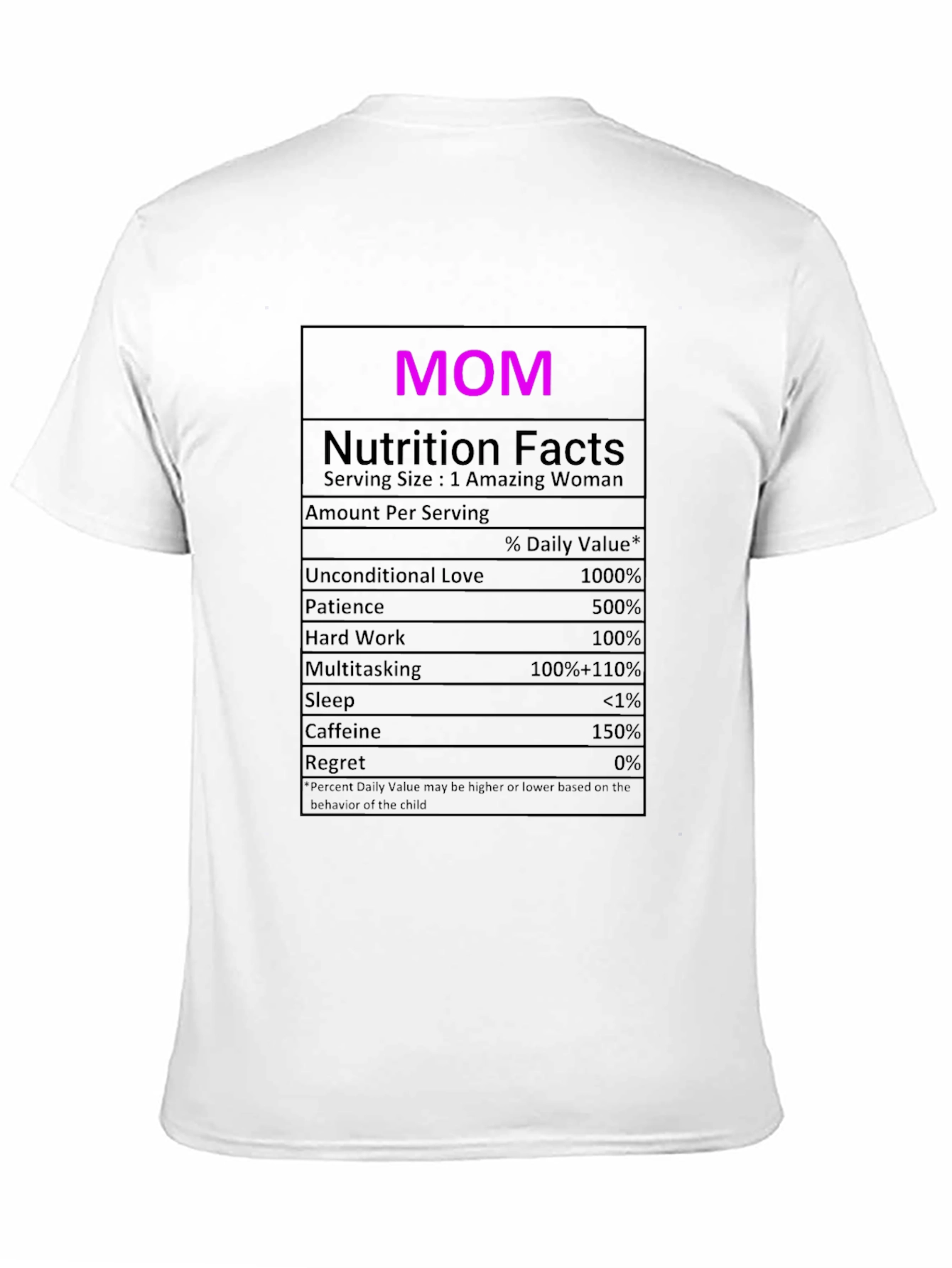 Mom Nutrition Facts Graphic T-Shirt - Novelty Tee