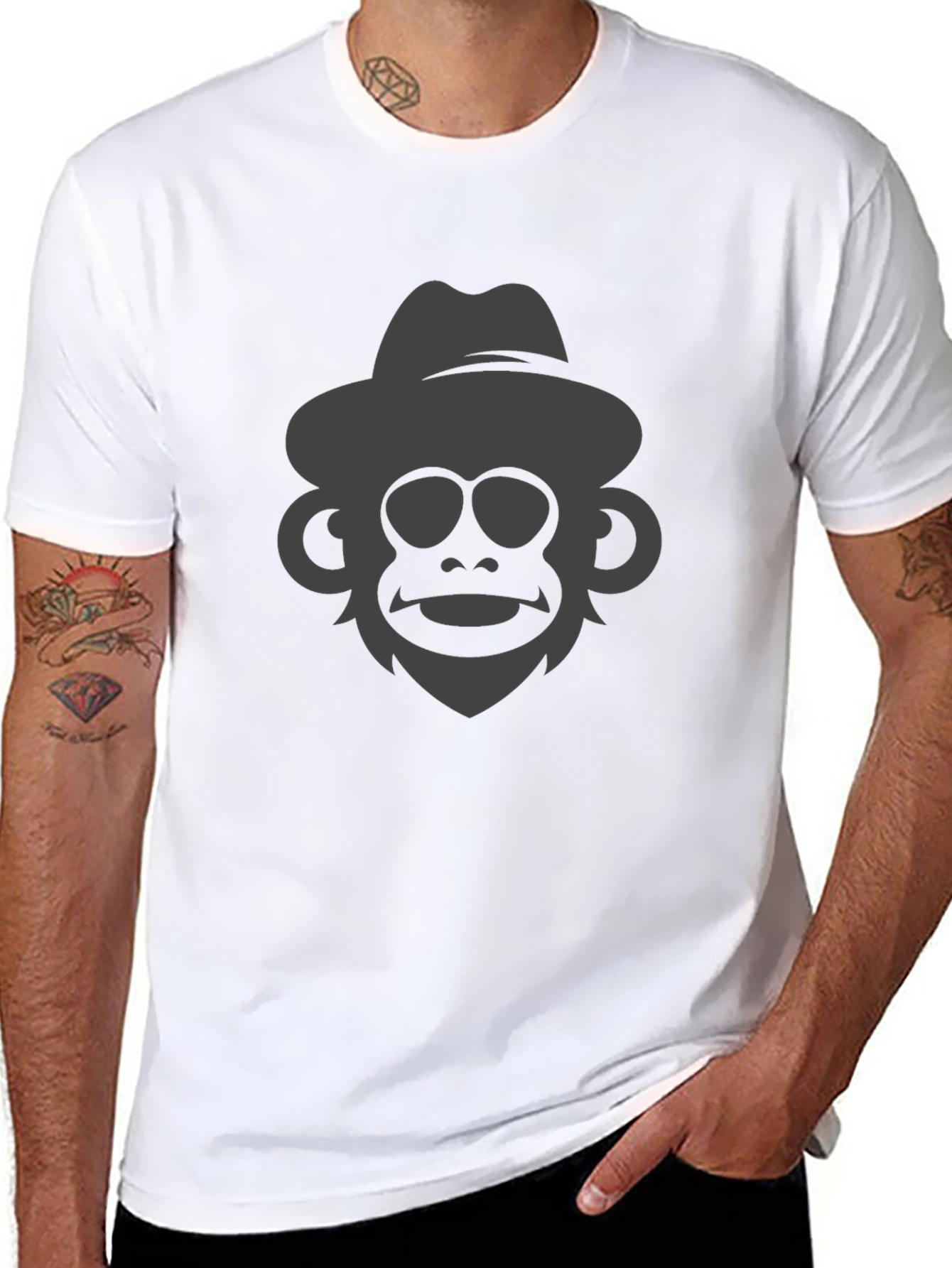 Cool Monkey Graphic Tee - Black Cotton Blend