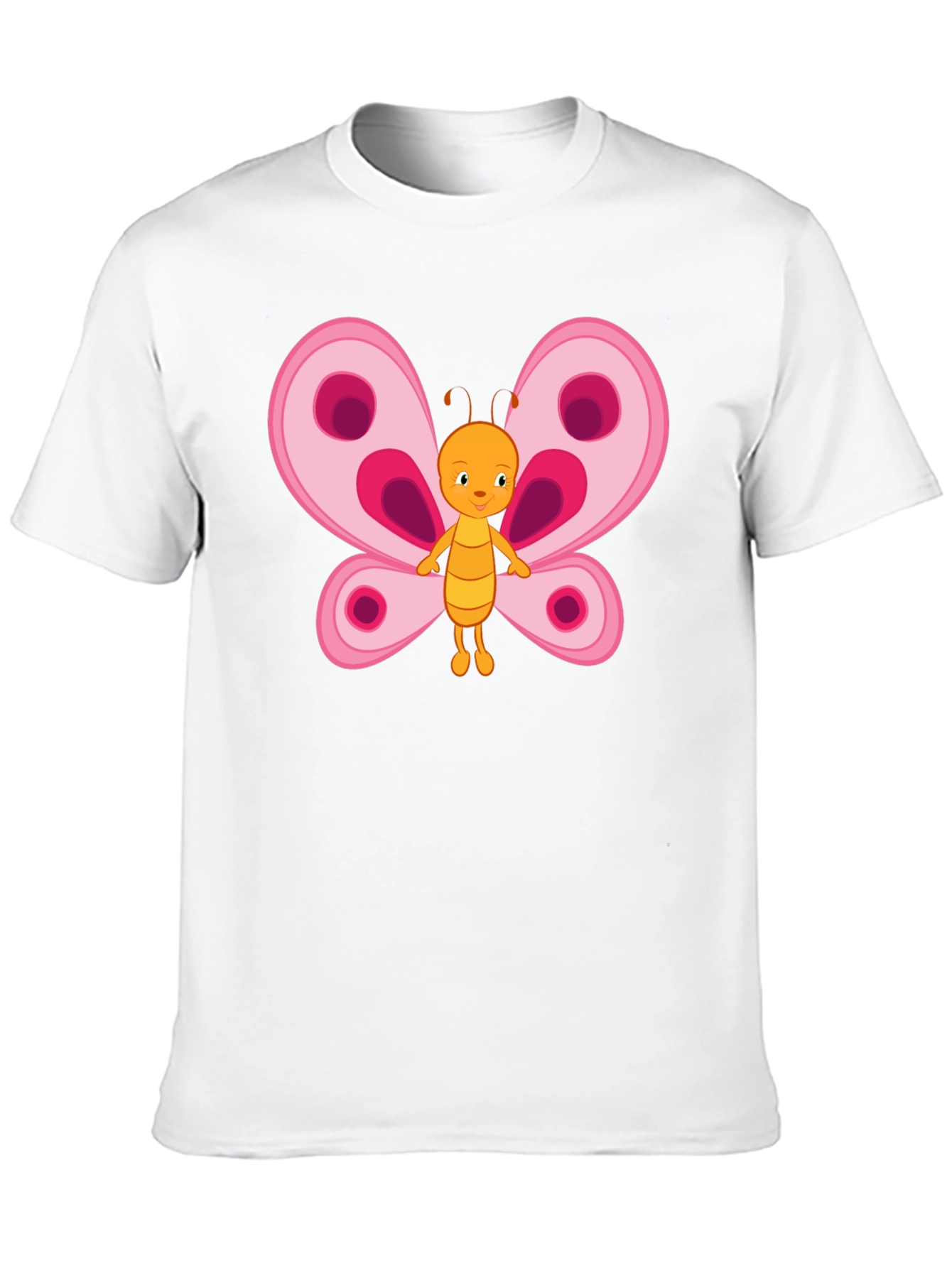 Cute Cartoon Butterfly Graphic Tee - Black