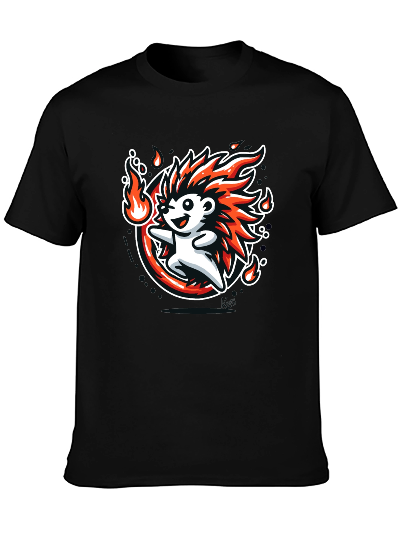 Fiery Hedgehog Graphic Tee - Cool Cartoon Design