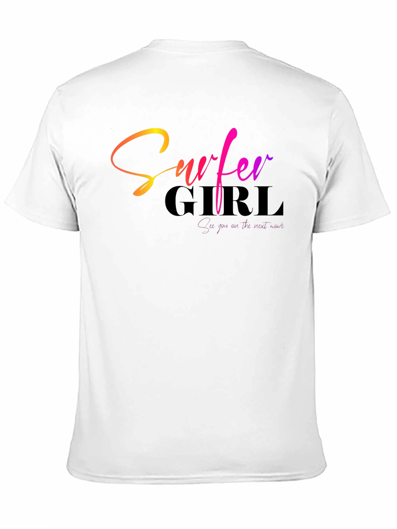 Surfer Girl Gradient Text Black T-Shirt