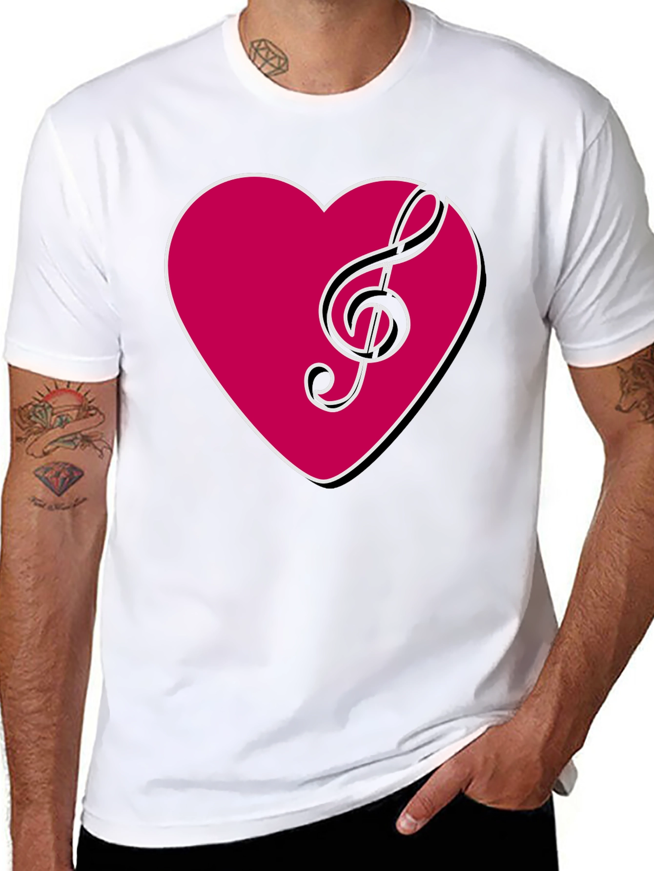 Musical Heart T-Shirt - Stylish Black Tee