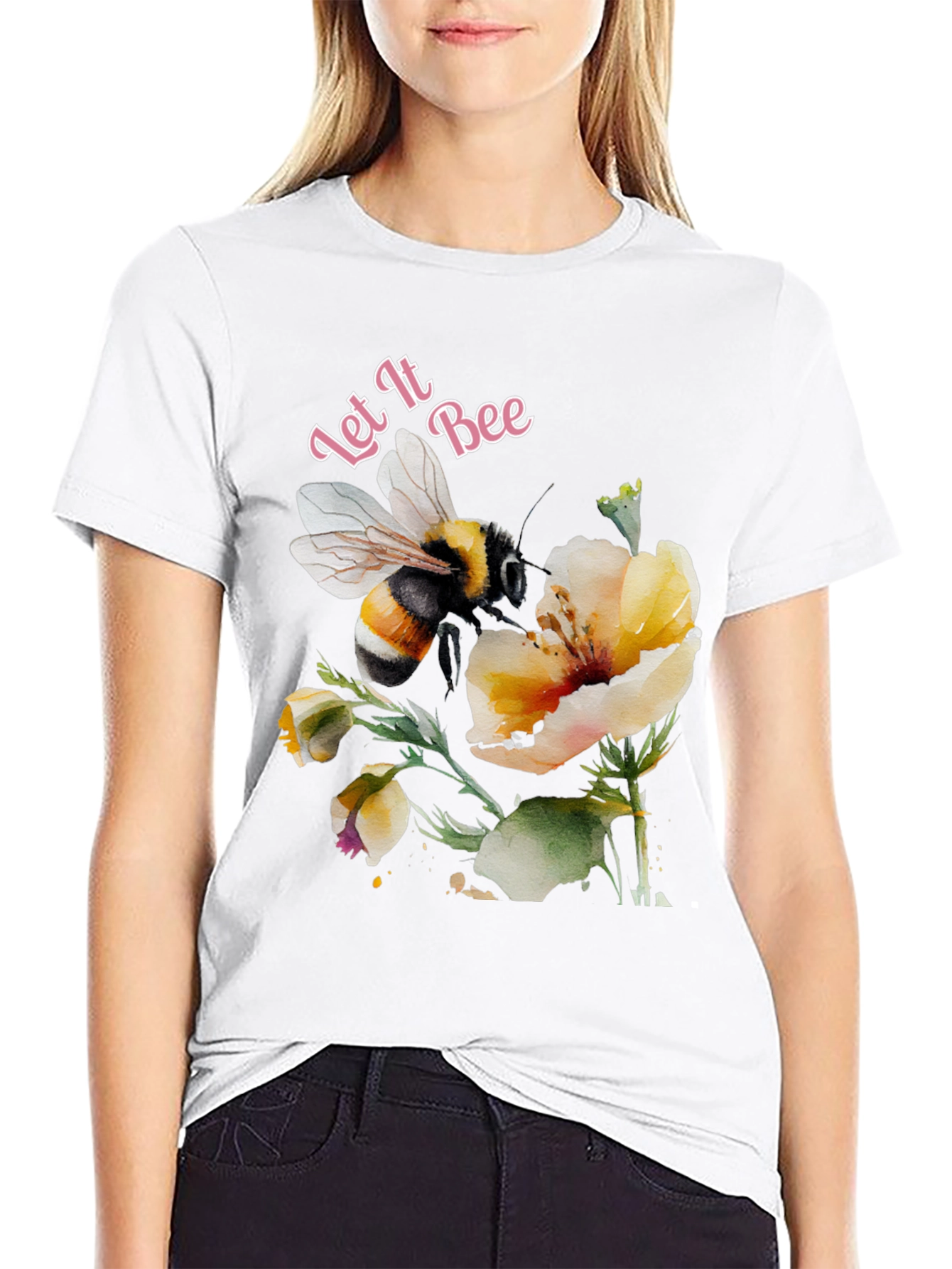 Let It Bee Graphic Tee - Black Cotton T-Shirt