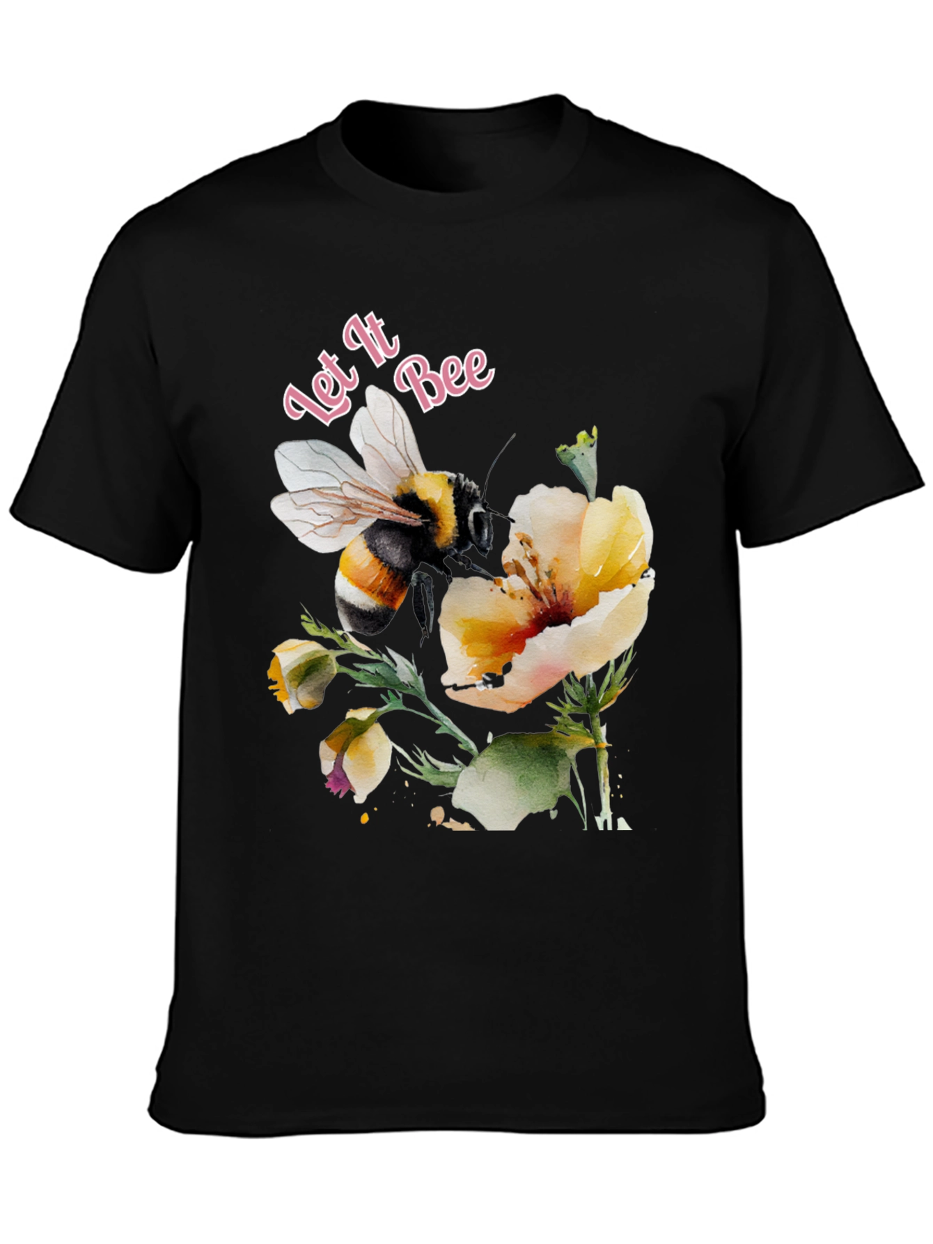 Let It Bee Graphic Tee - Black Cotton T-Shirt