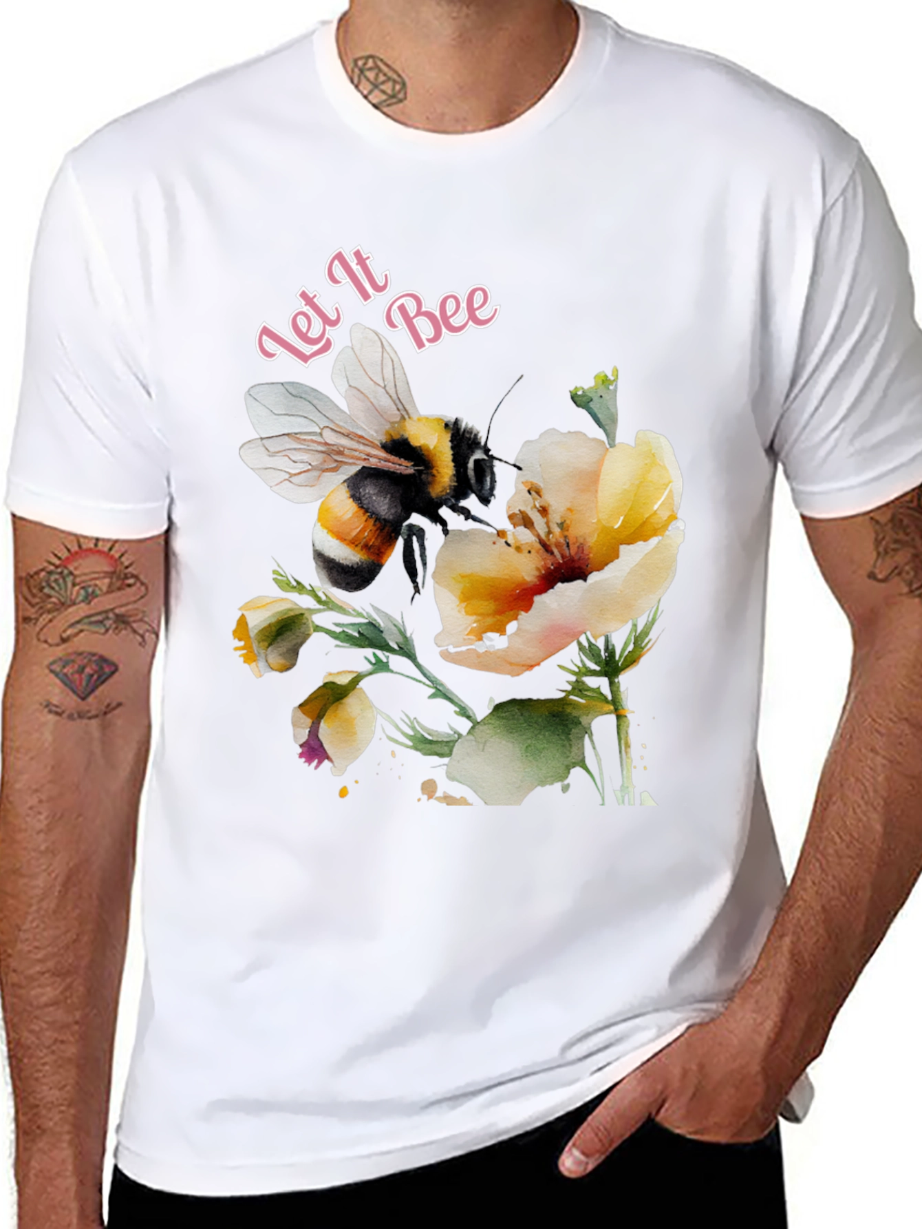 Let It Bee Graphic Tee - Black Cotton T-Shirt