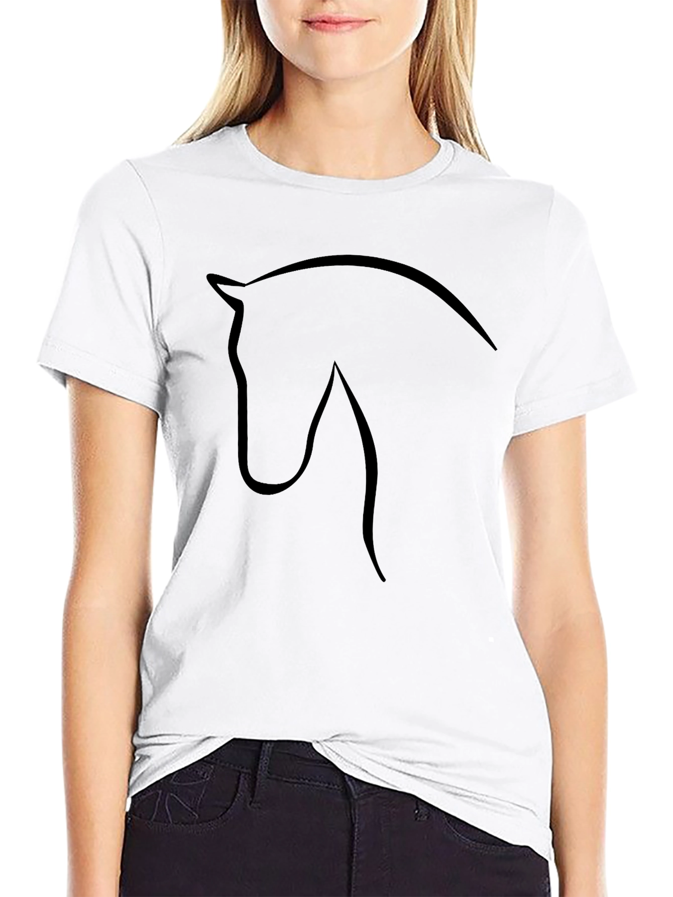Horse Silhouette Graphic Tee - Black Cotton T-Shirt