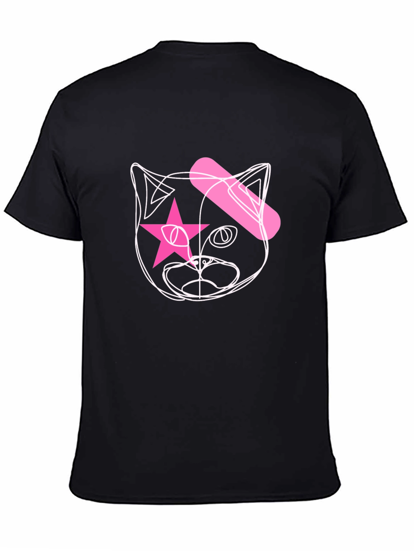 Cool Cat Star Eye Graphic Black T-Shirt