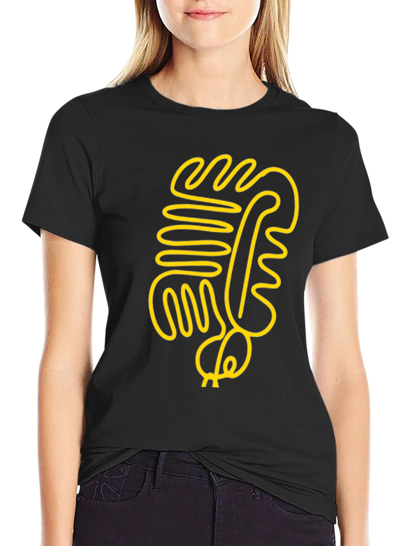 Abstract Line Art Graphic Tee - Modern Black T-Shirt