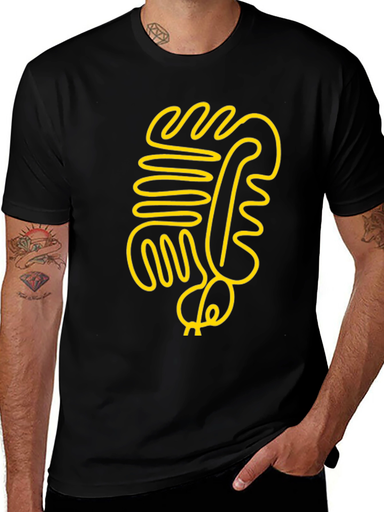Abstract Line Art Graphic Tee - Modern Black T-Shirt
