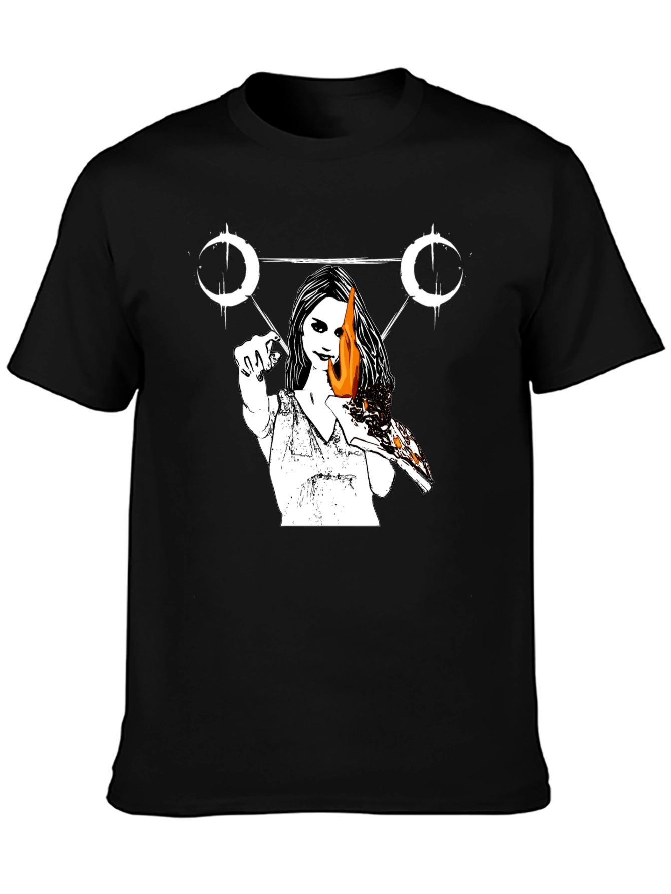 Occult Witch Burning Pizza Slice T-Shirt