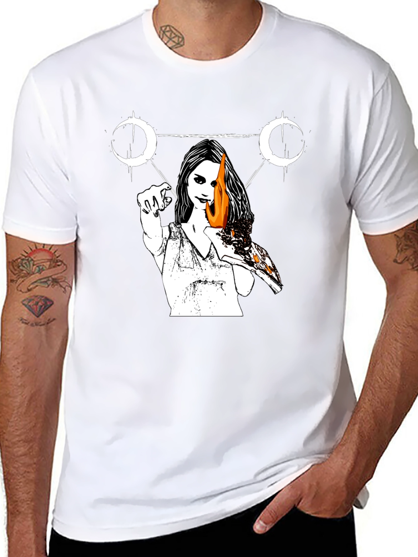 Occult Witch Burning Pizza Slice T-Shirt