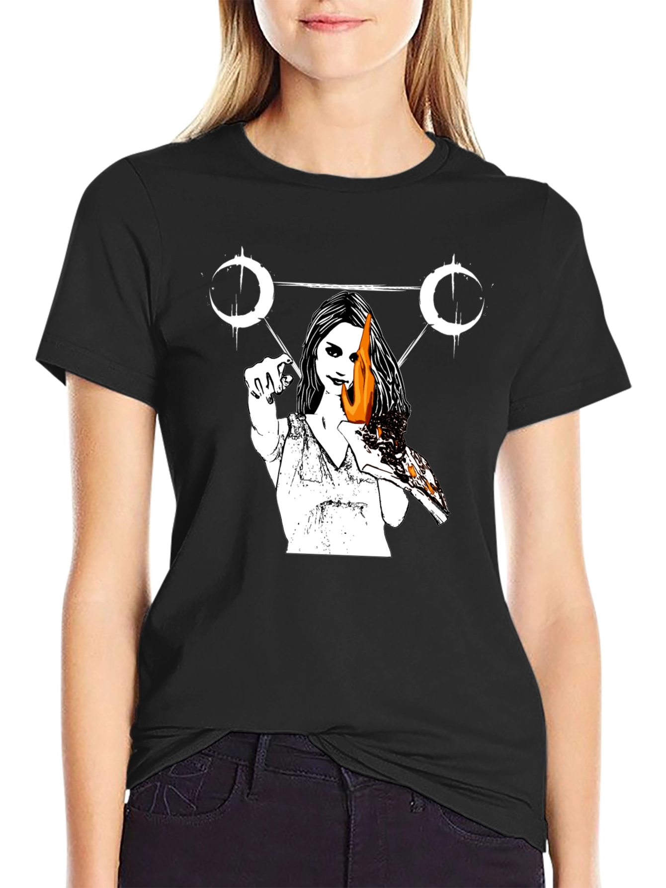 Occult Witch Burning Pizza Slice T-Shirt