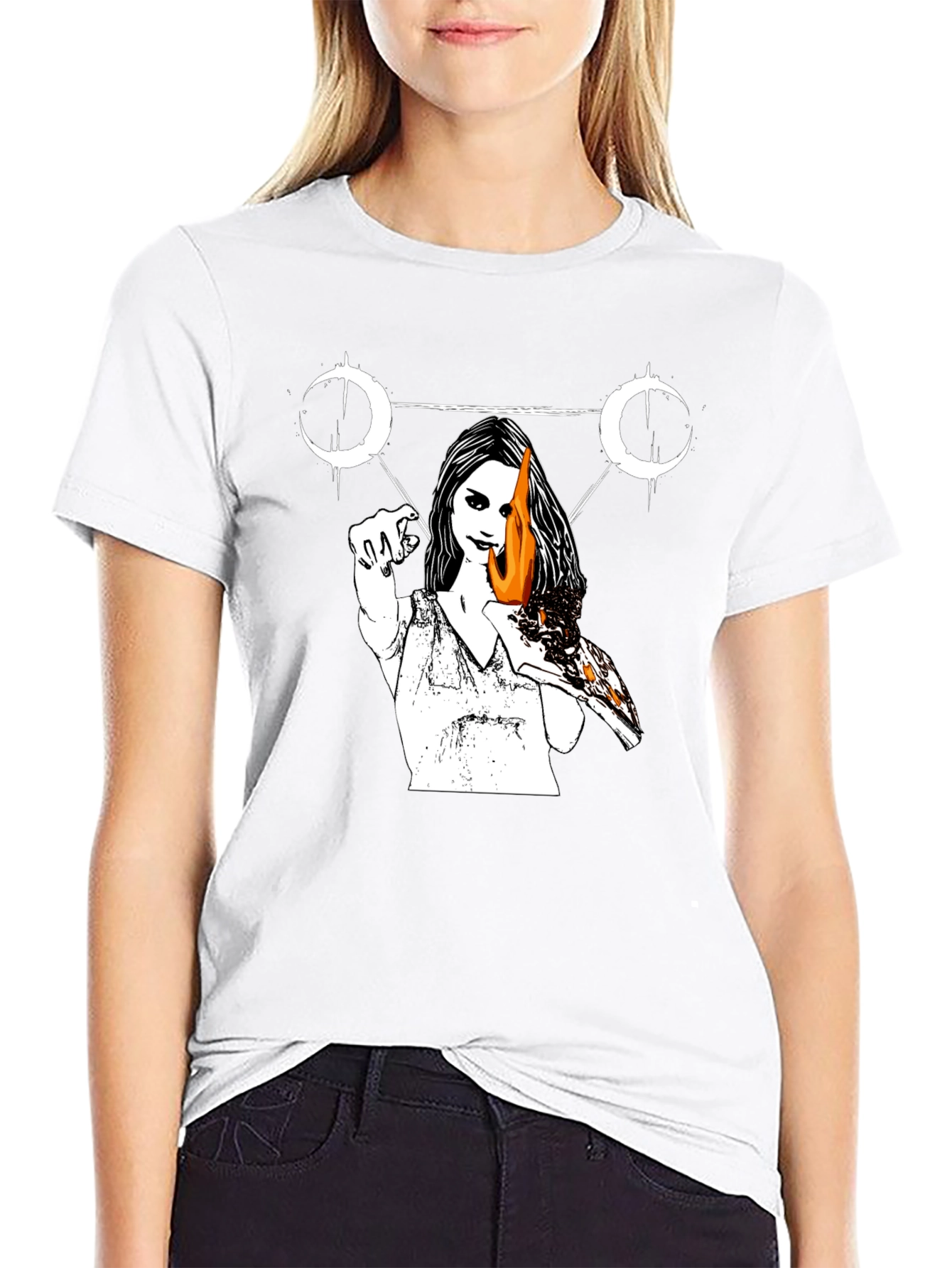Occult Witch Burning Pizza Slice T-Shirt
