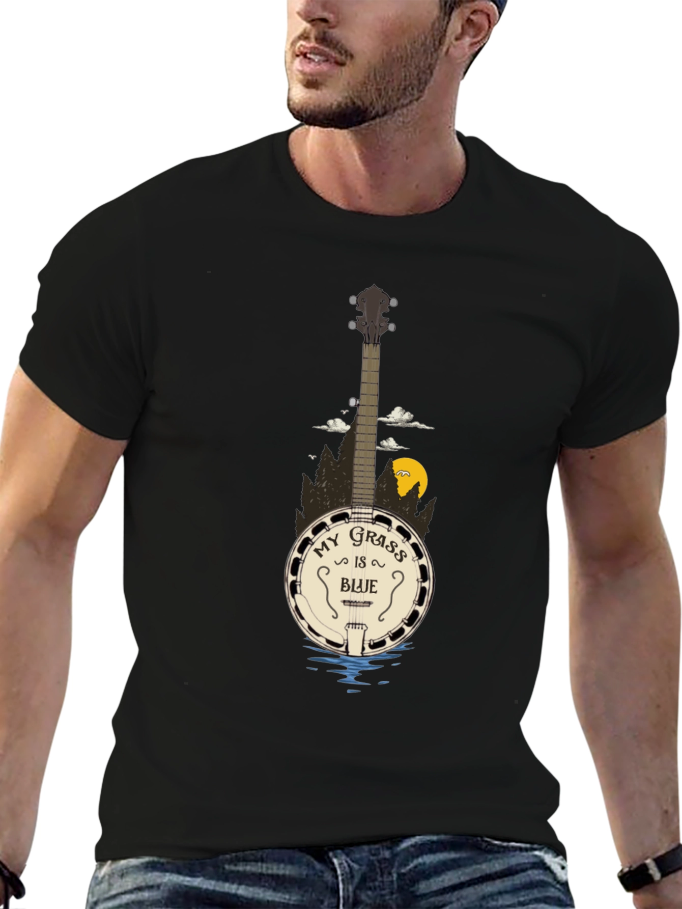 My Grass Is Blue Banjo Graphic T-Shirt