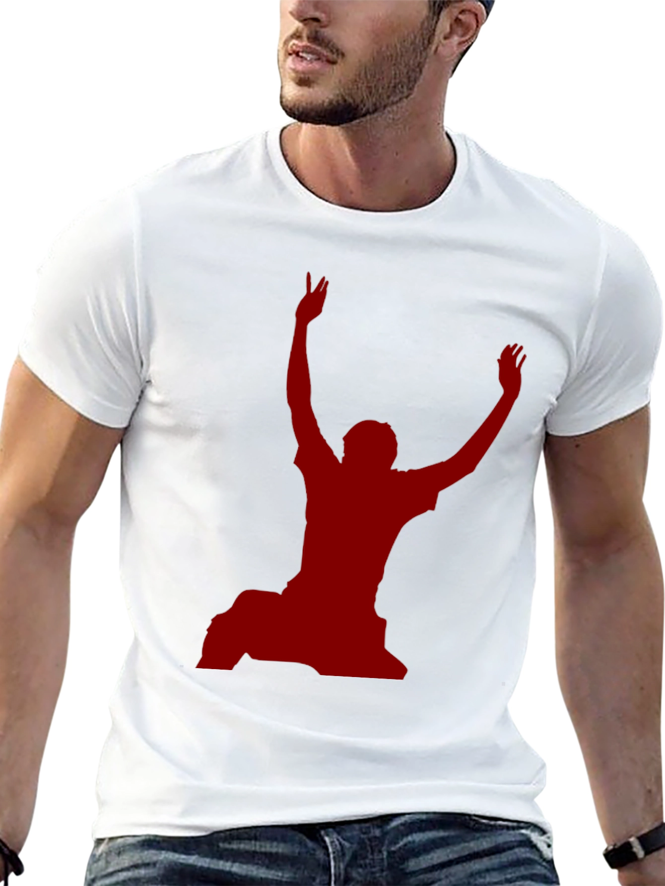 Black T-Shirt with Red Silhouette Graphic