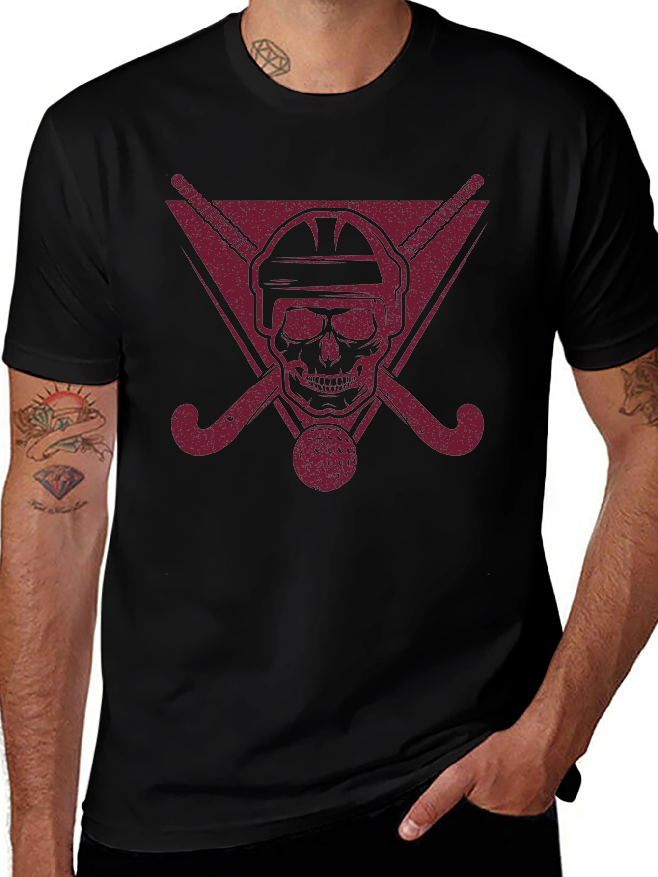 Hockey Skull Graphic Tee - Edgy Sports T-Shirt
