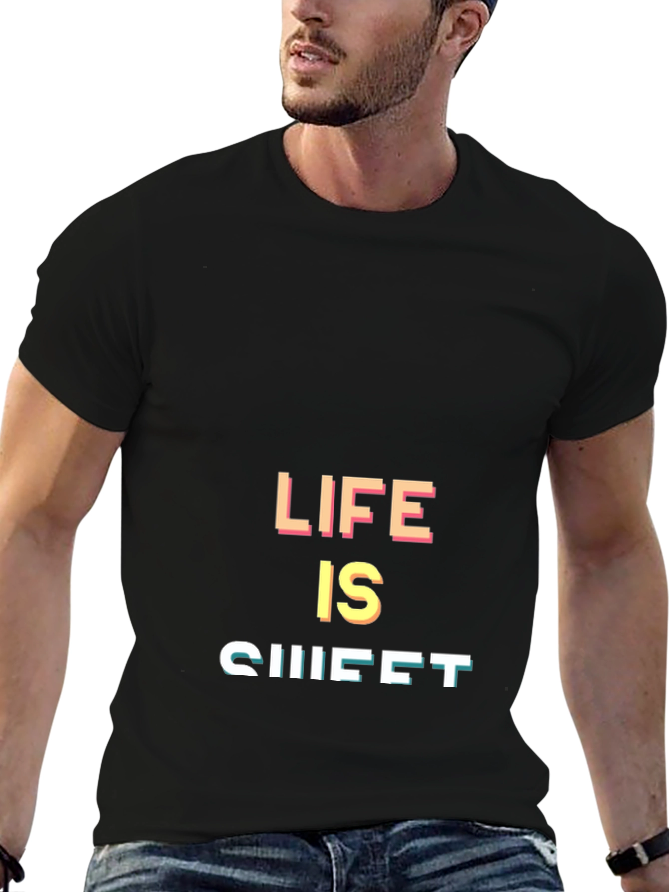 Life is Sweet Black Graphic Tee