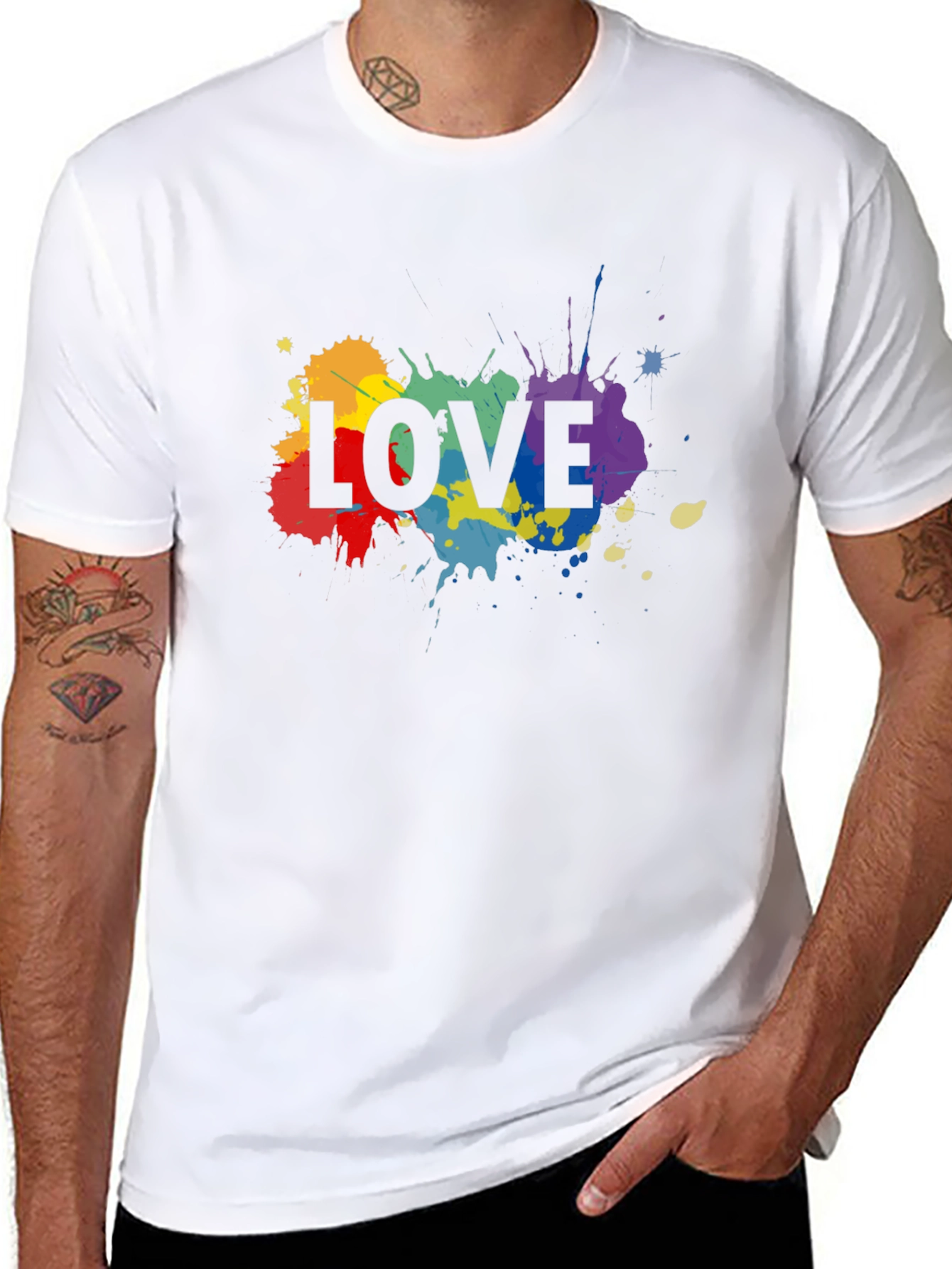 Love Splatter Print Crew Neck T-Shirt