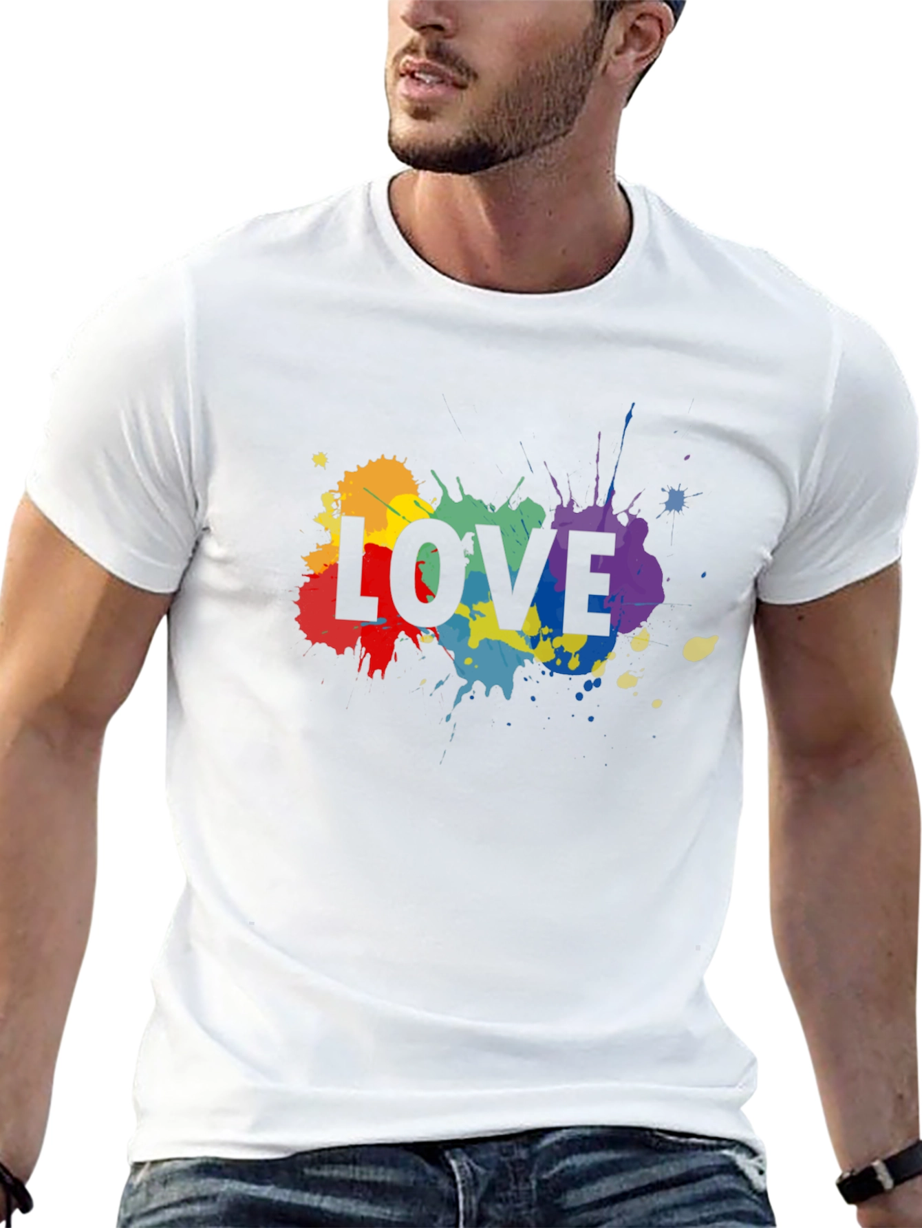 Love Splatter Print Crew Neck T-Shirt