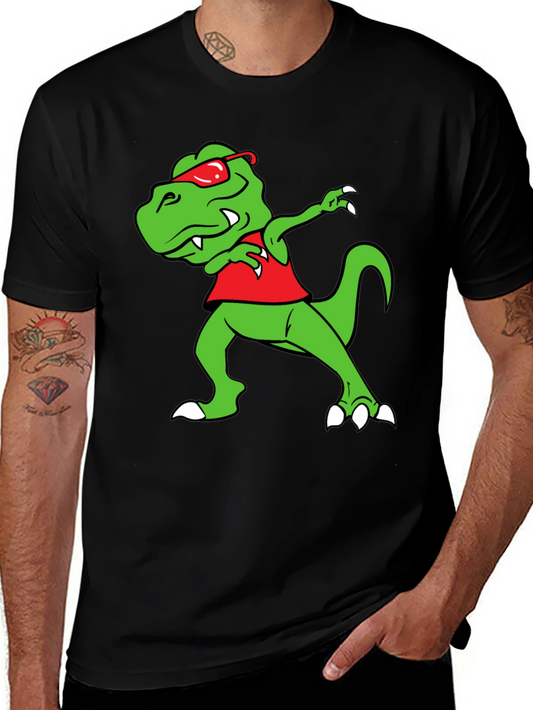 Dabbing Dino Graphic Tee - Fun Black T-Shirt