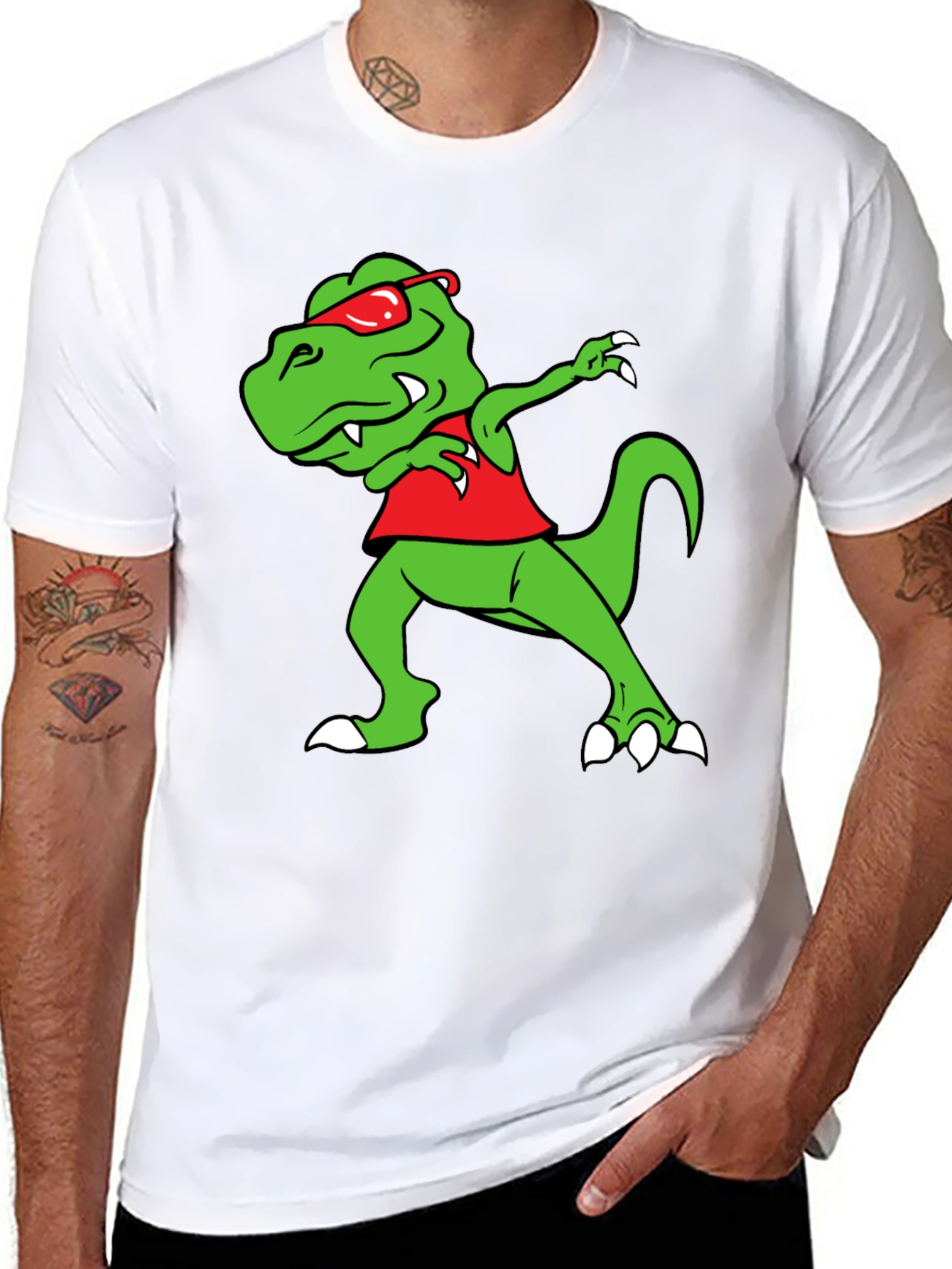 Dabbing Dino Graphic Tee - Fun Black T-Shirt
