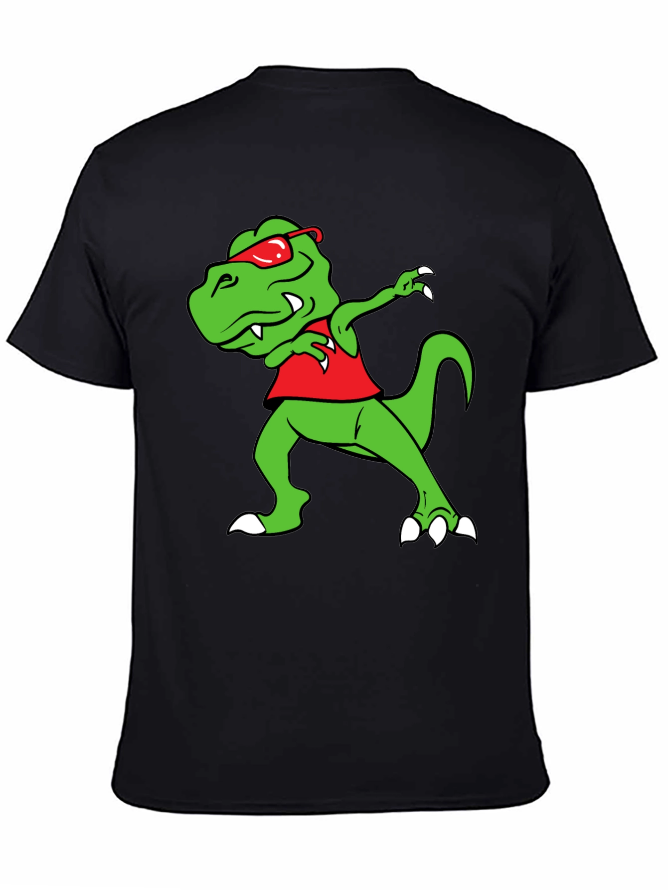 Dabbing Dino Graphic Tee - Fun Black T-Shirt