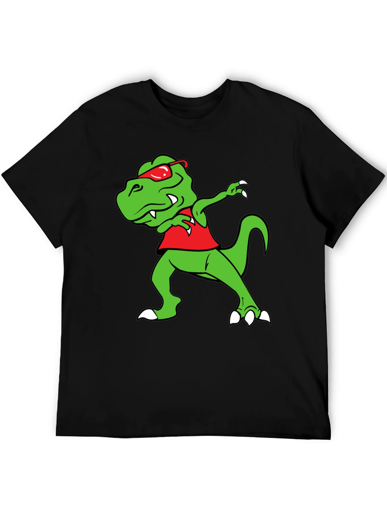Dabbing Dino Graphic Tee - Fun Black T-Shirt