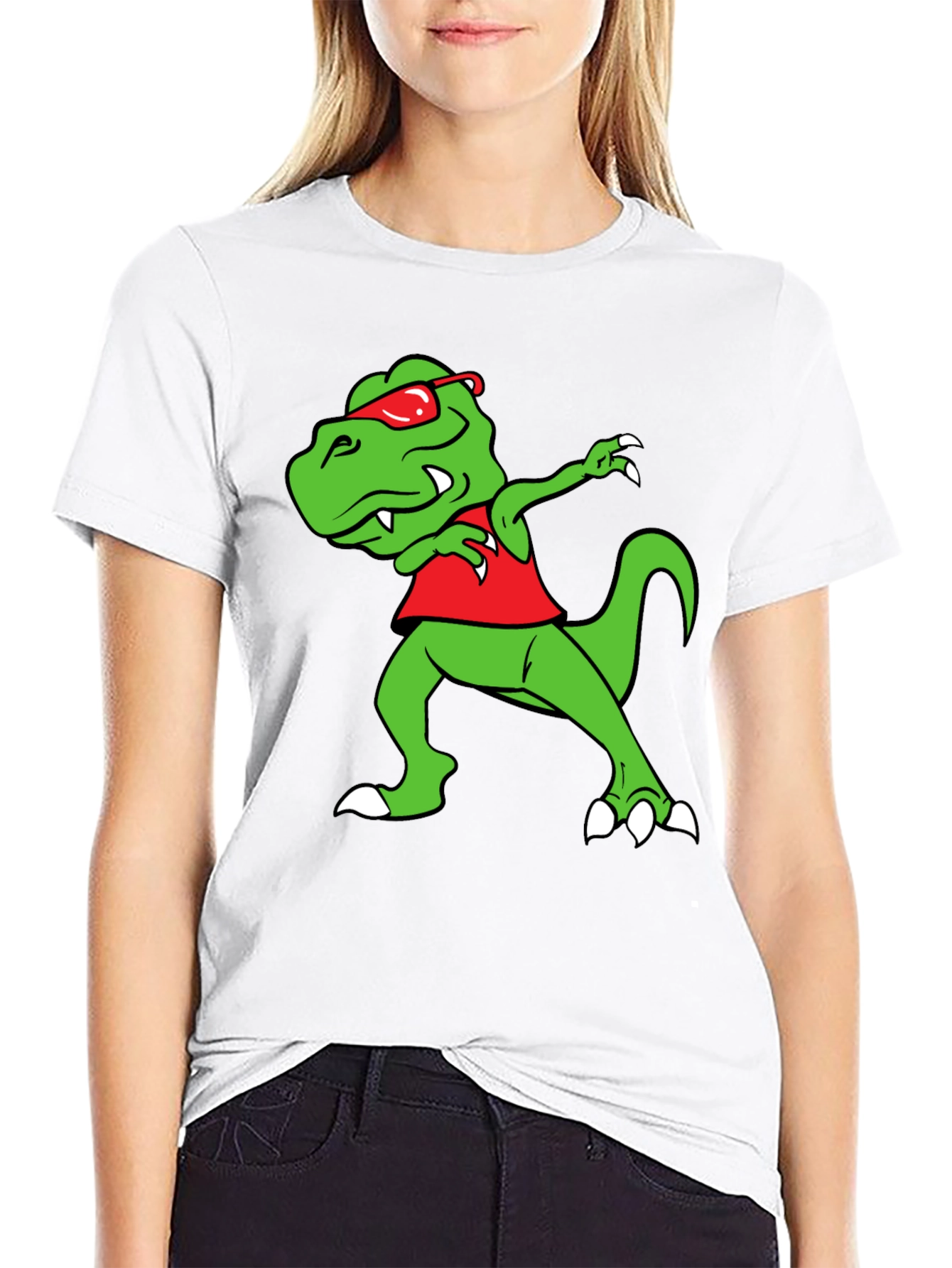 Dabbing Dino Graphic Tee - Fun Black T-Shirt