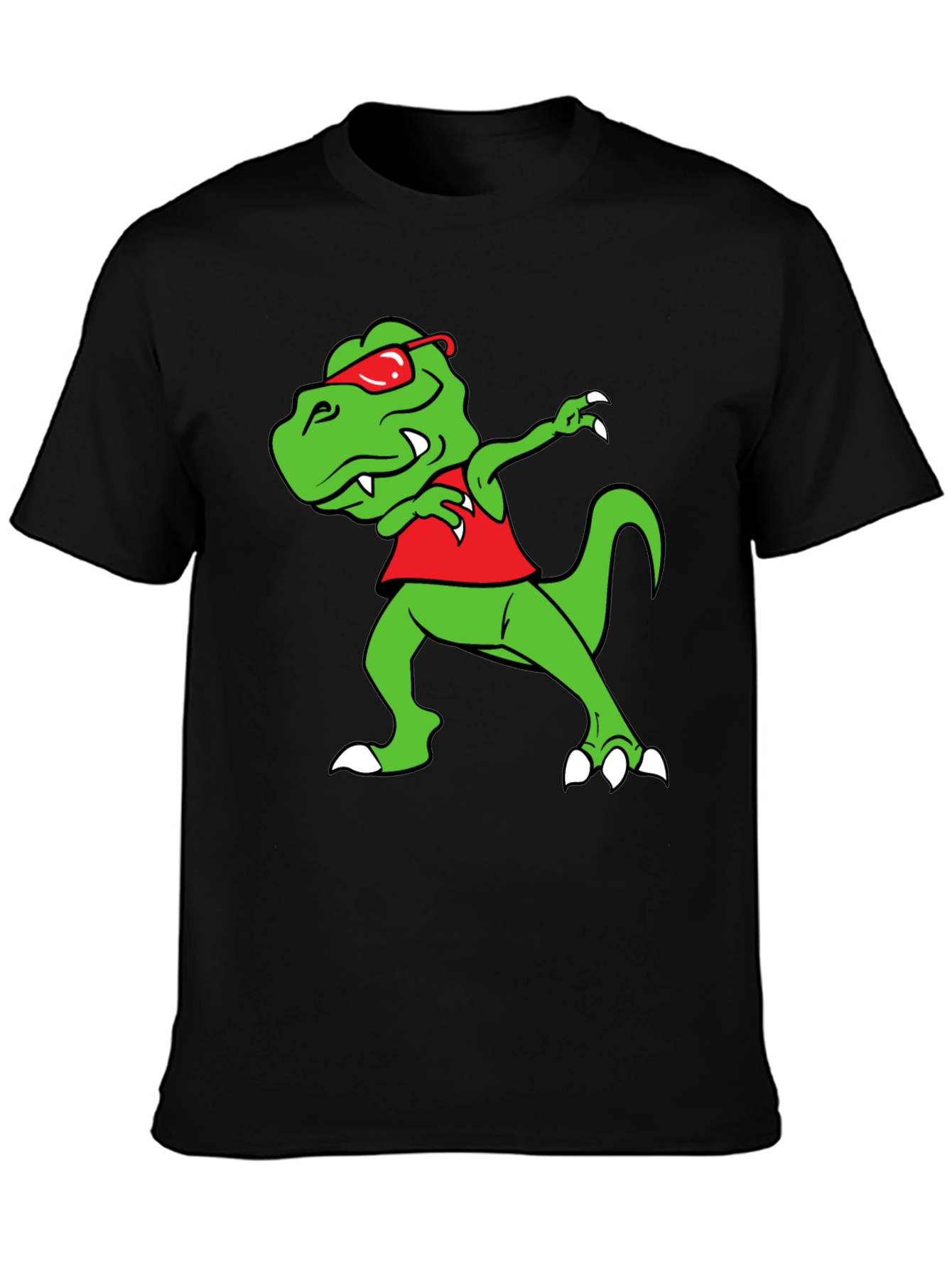 Dabbing Dino Graphic Tee - Fun Black T-Shirt