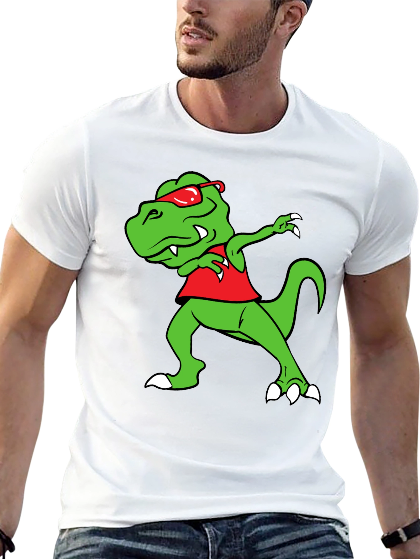 Dabbing Dino Graphic Tee - Fun Black T-Shirt