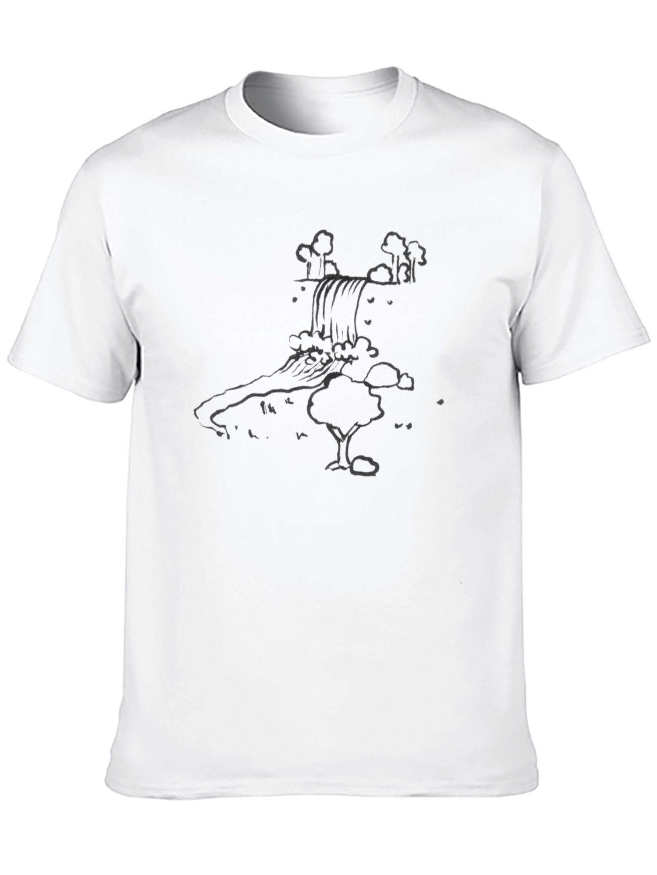 Nature Waterfall Graphic Tee - Black T-Shirt