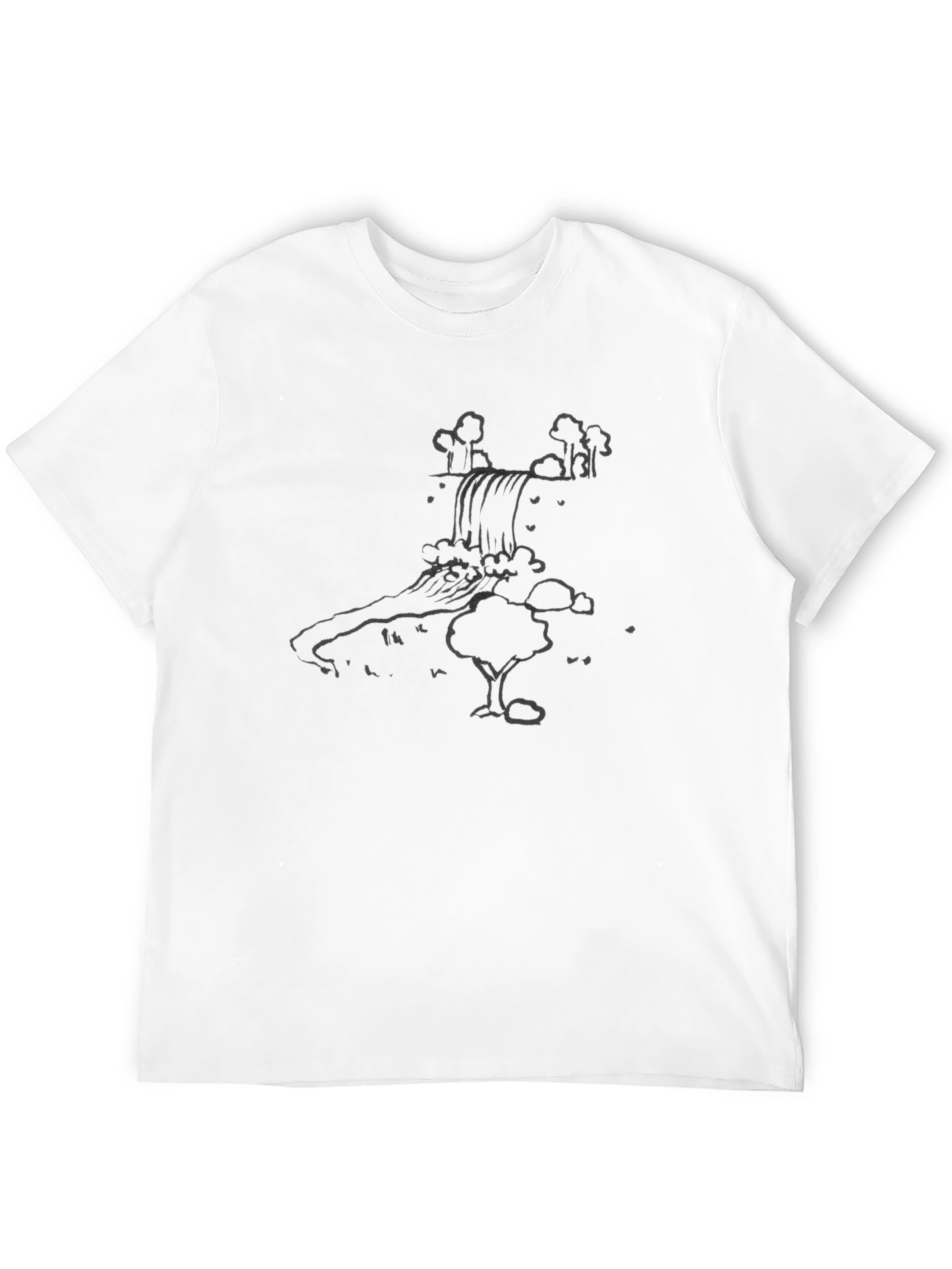 Nature Waterfall Graphic Tee - Black T-Shirt