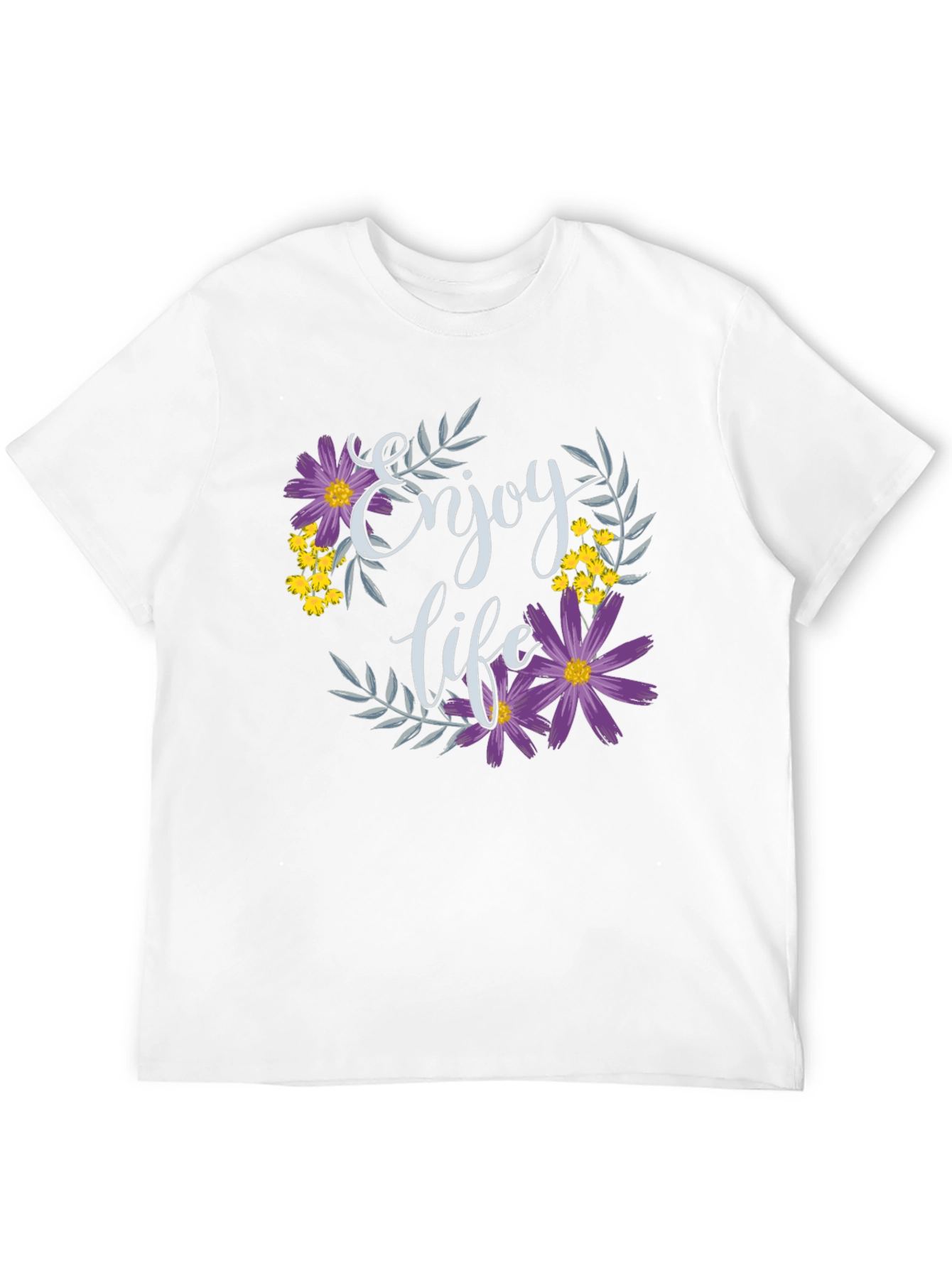 Enjoy Life Floral Graphic T-Shirt - Black